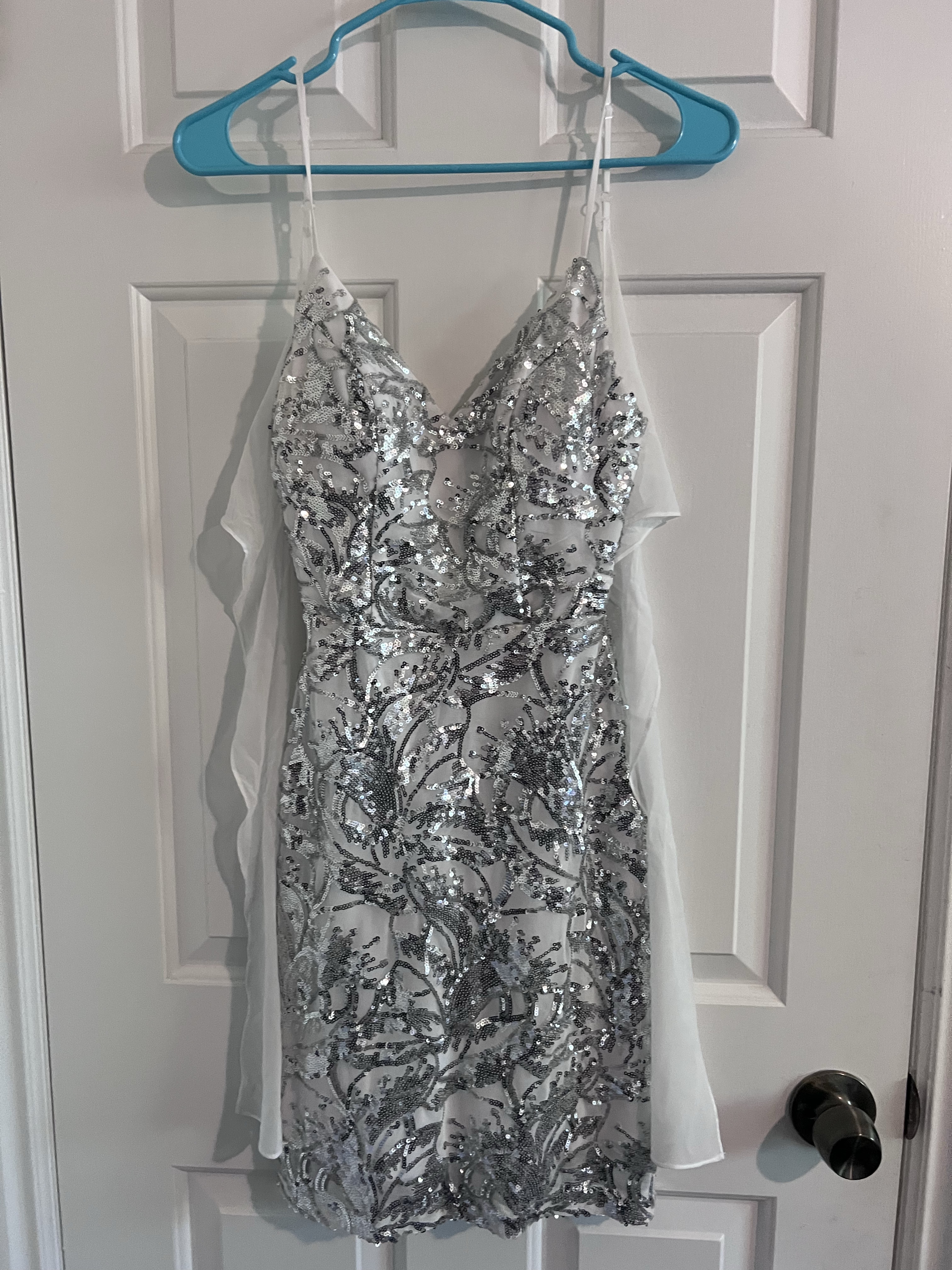 White and Silver Statement Cocktail Dress