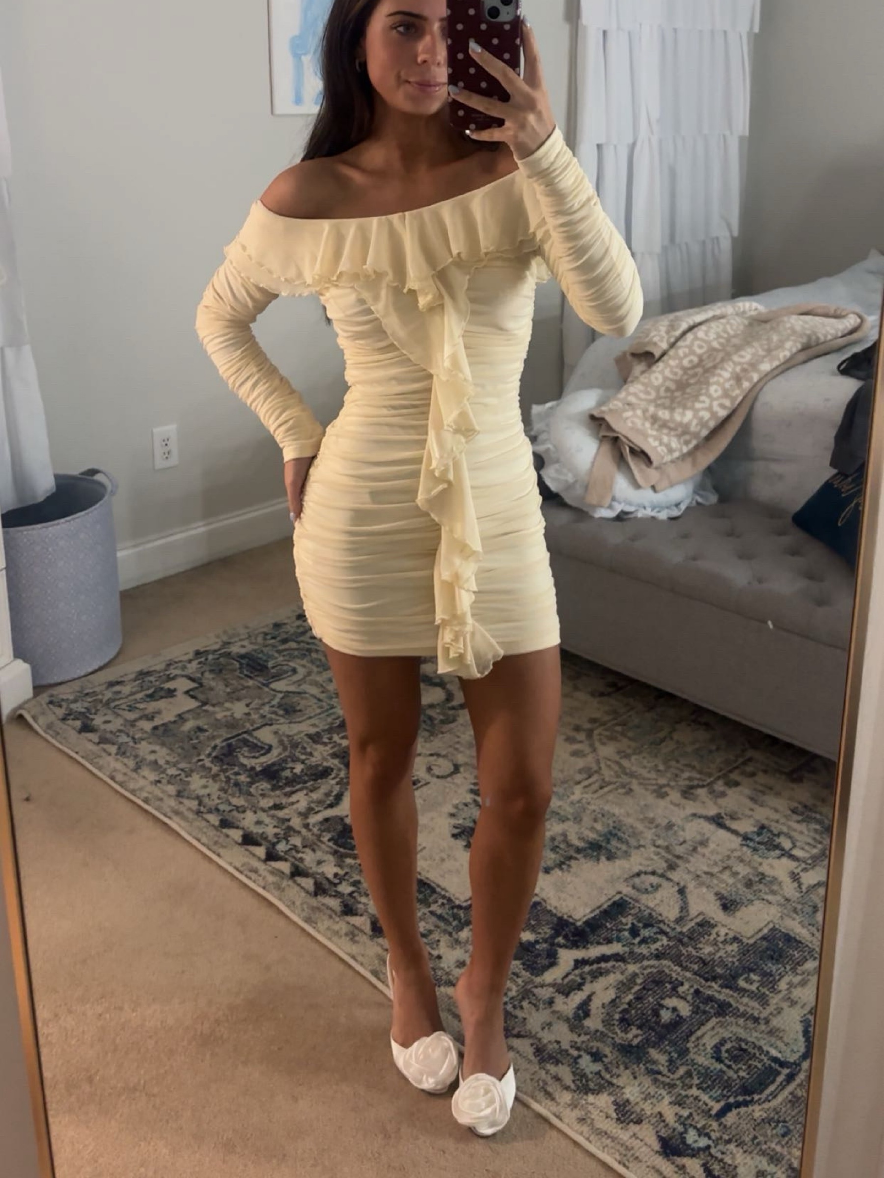 cream formal dress long sleeve by Boutique Tea length Back Styles:Zipper Back collection: swim tops and cover ups LaDivine CD7484C Long Plus Handmade in Poland