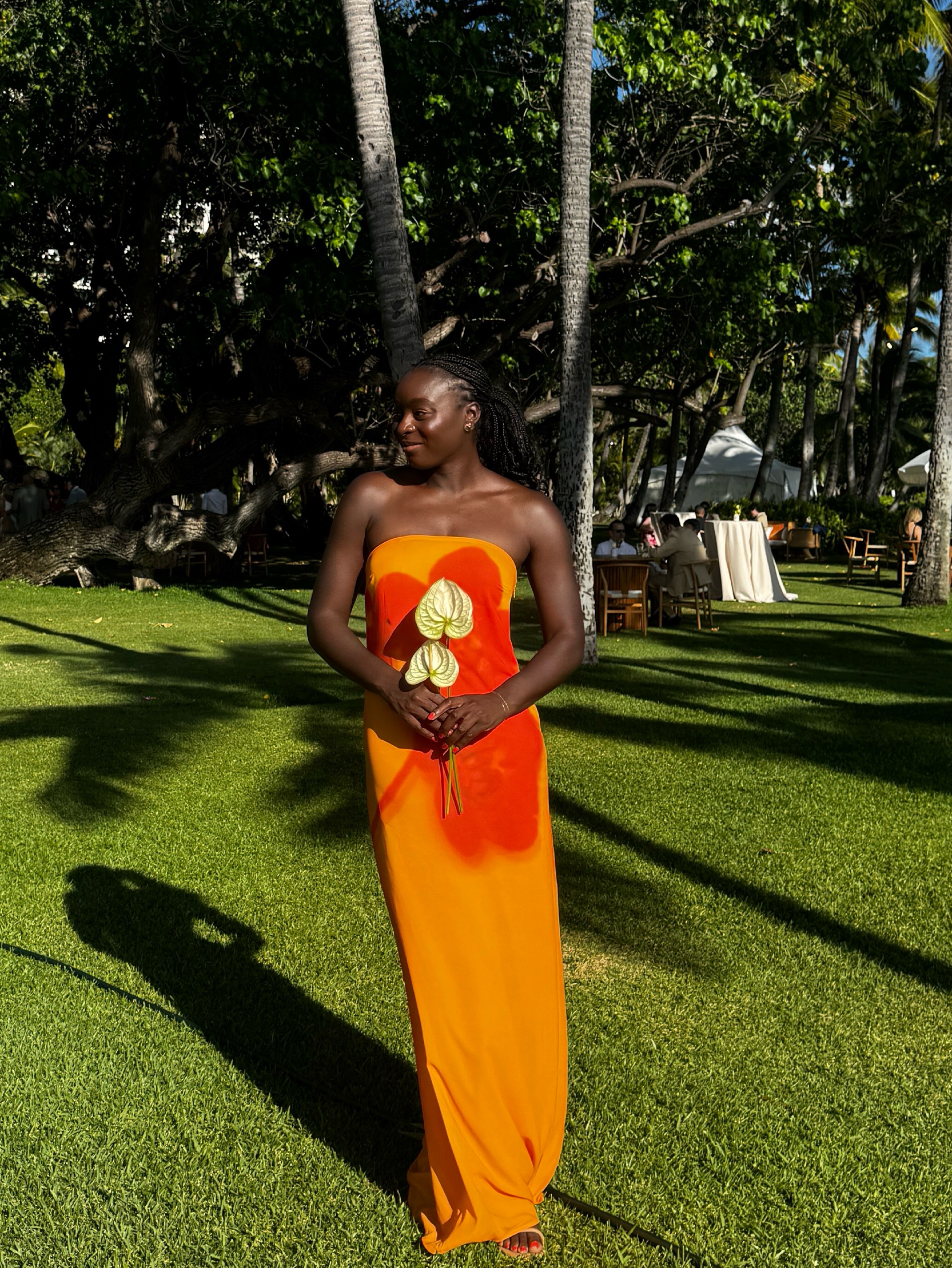 orchid orange maxi dress Women's Worth Showing Off Orange & Orchid Pink Floral Tie Back Maxi Dress | Size: M