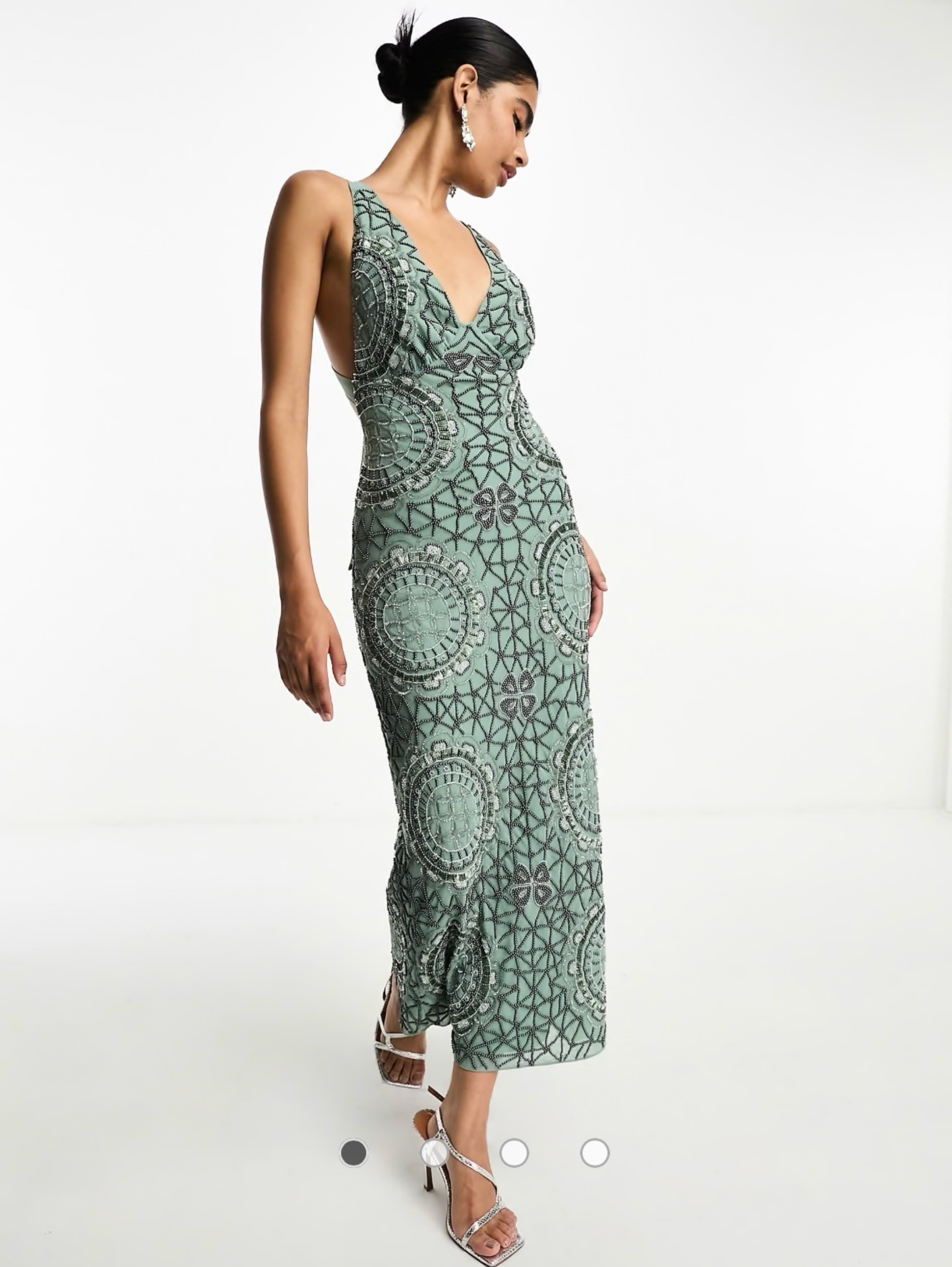 green embellished midi dress Bright Green Warehouse Petite Hand Embellished Strappy Bias Midi Dress