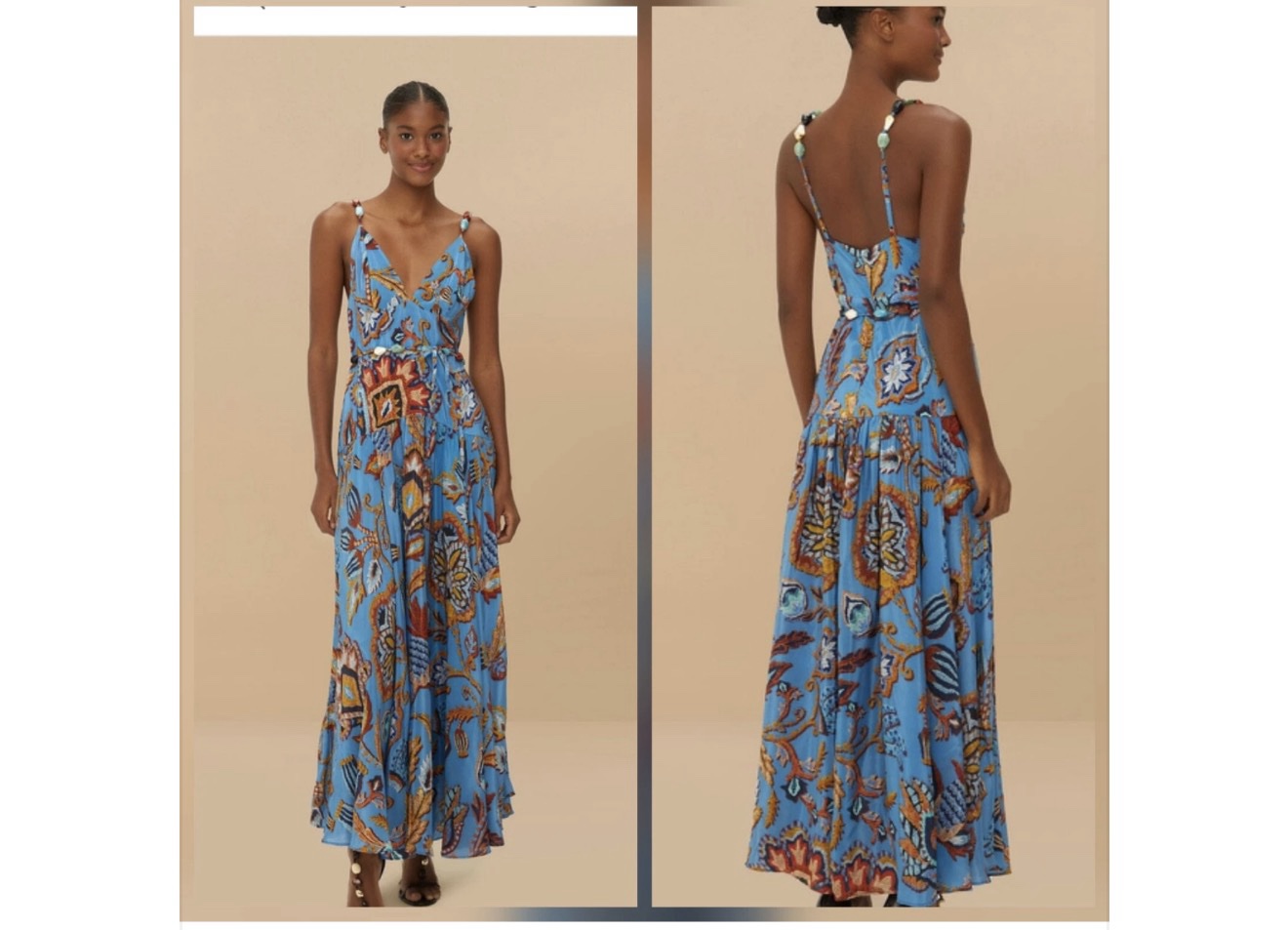 farm rio blue sunset tapestry dress Farm Rio Sunset Tapestry Midi Dress by Farm Rio