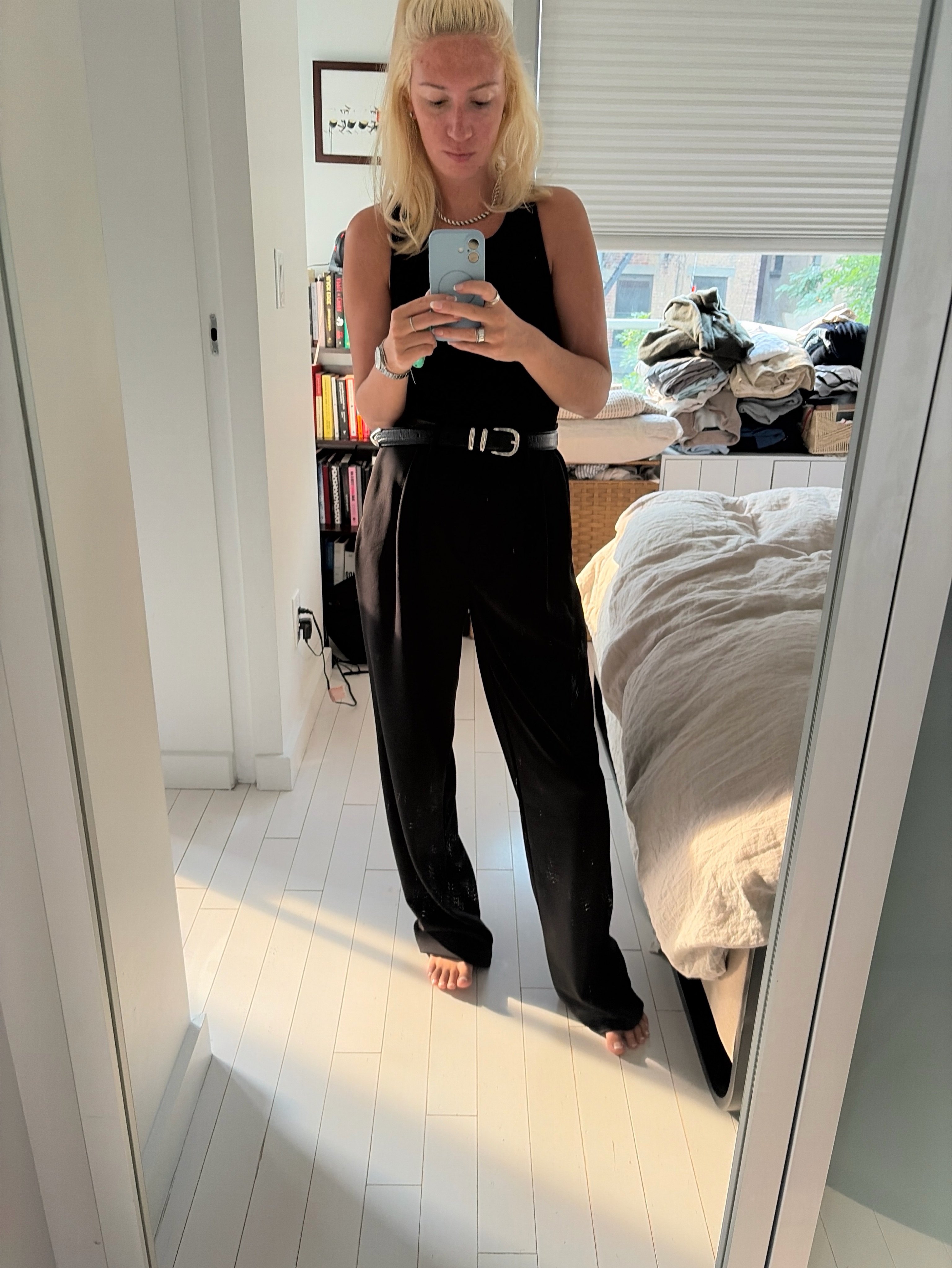 Black Wide-Leg Tailored Trousers