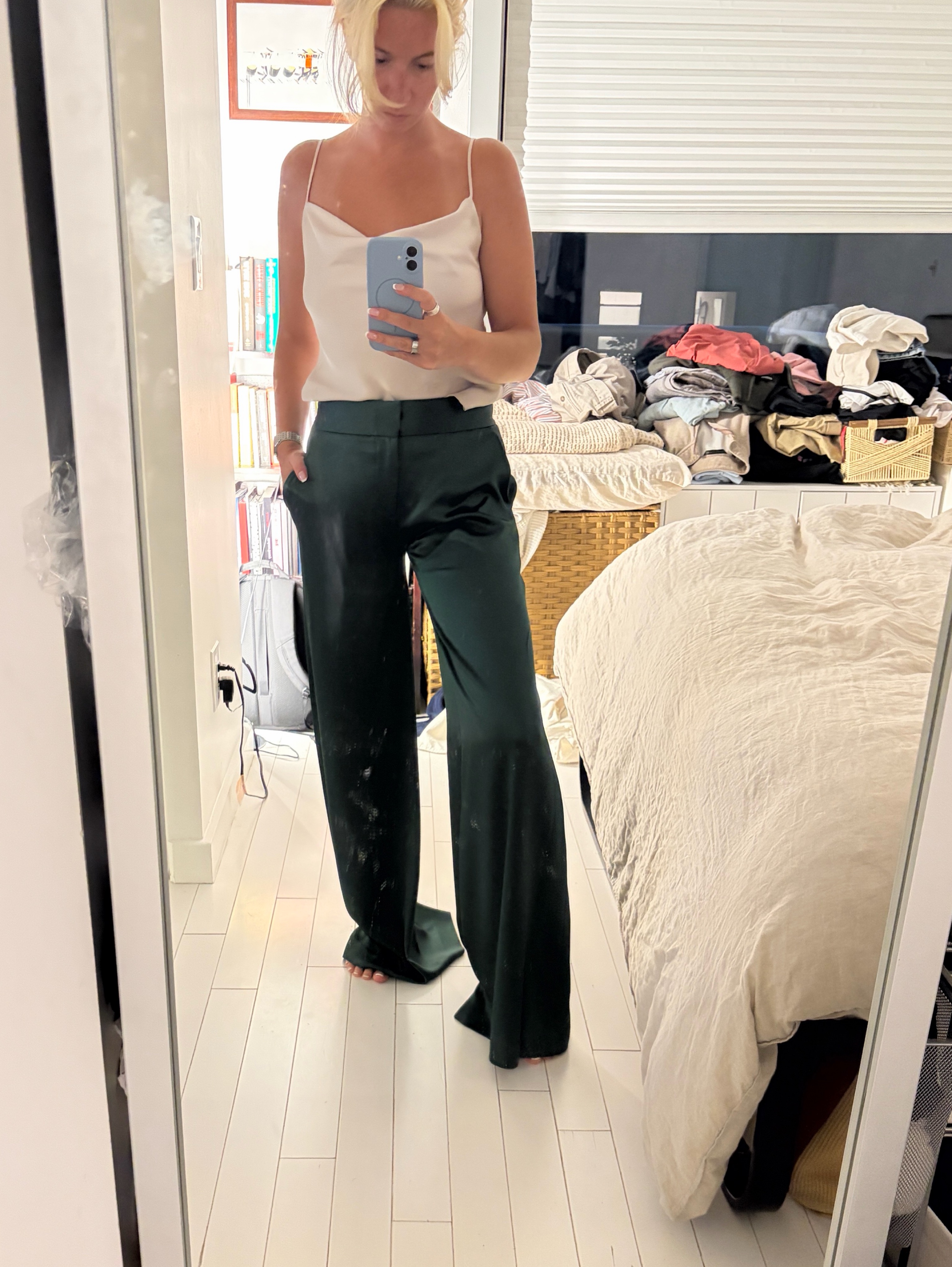 Forest Green Wide-Leg Trousers