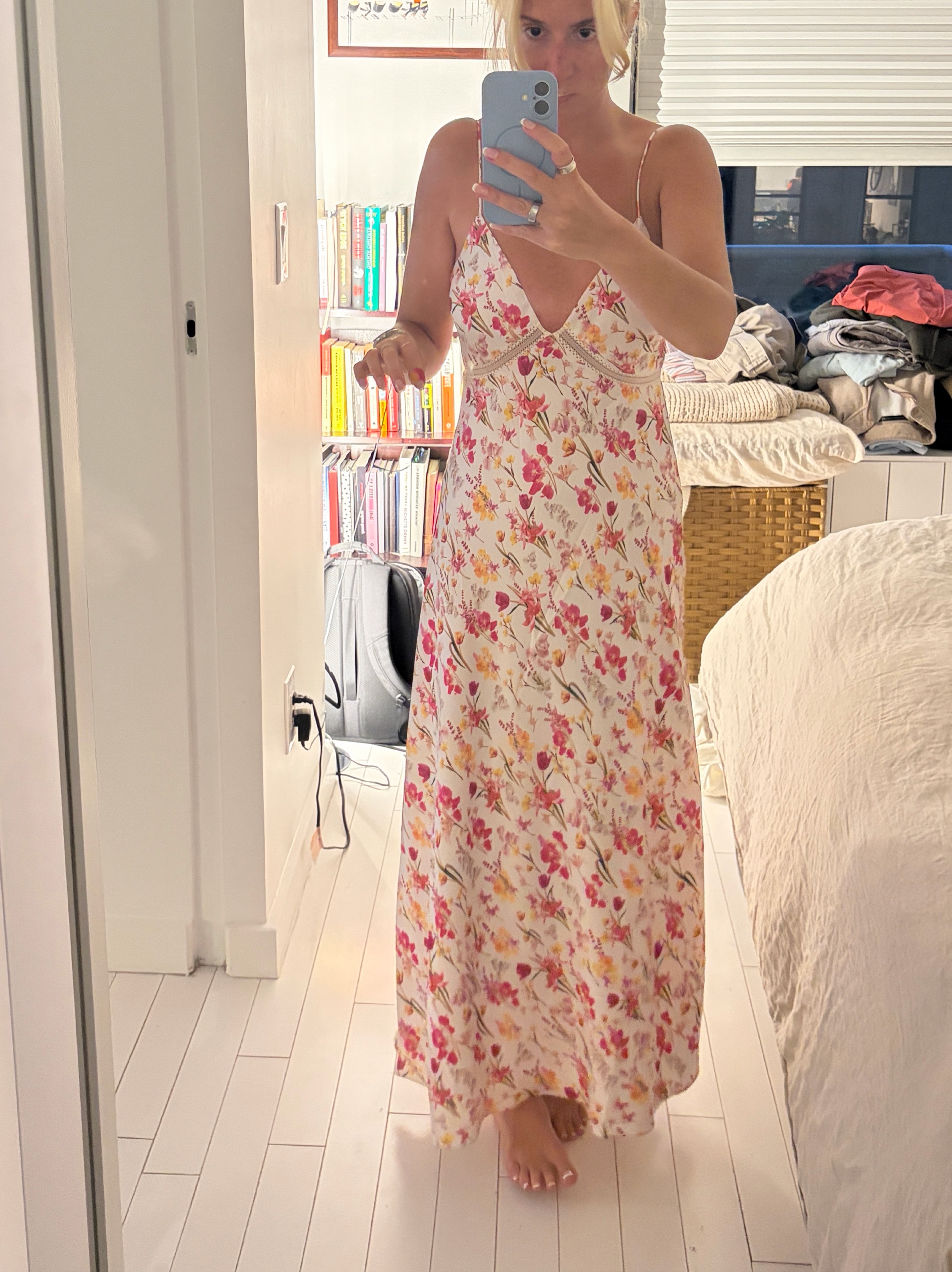 Cream Floral Print Maxi Dress