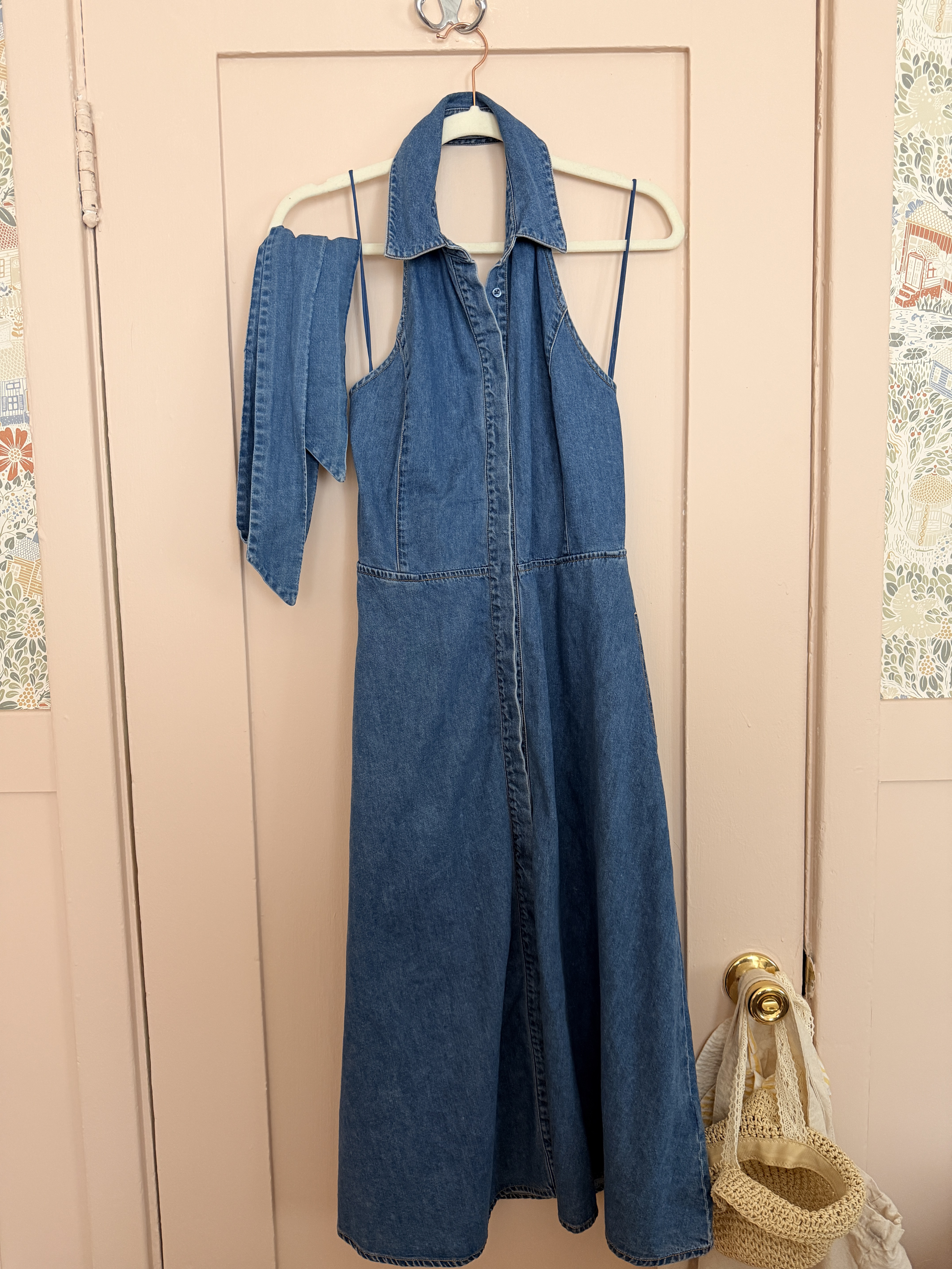 Alice & Olivia Cassidy Chambray Halter Dress by Alice & Olivia - Pickle