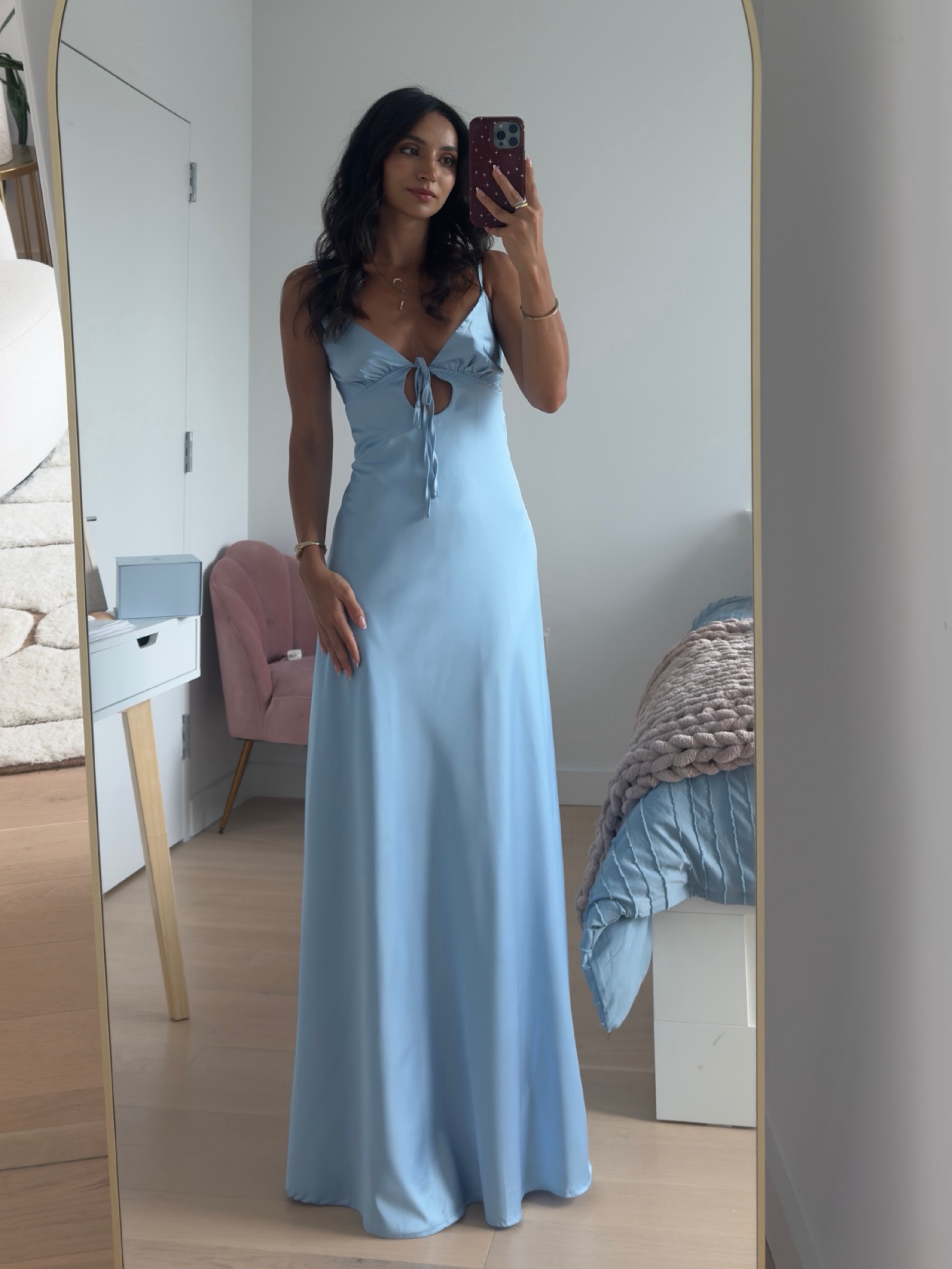 blue flora dress Satin Maxi by Peppermayo Pant Size:46