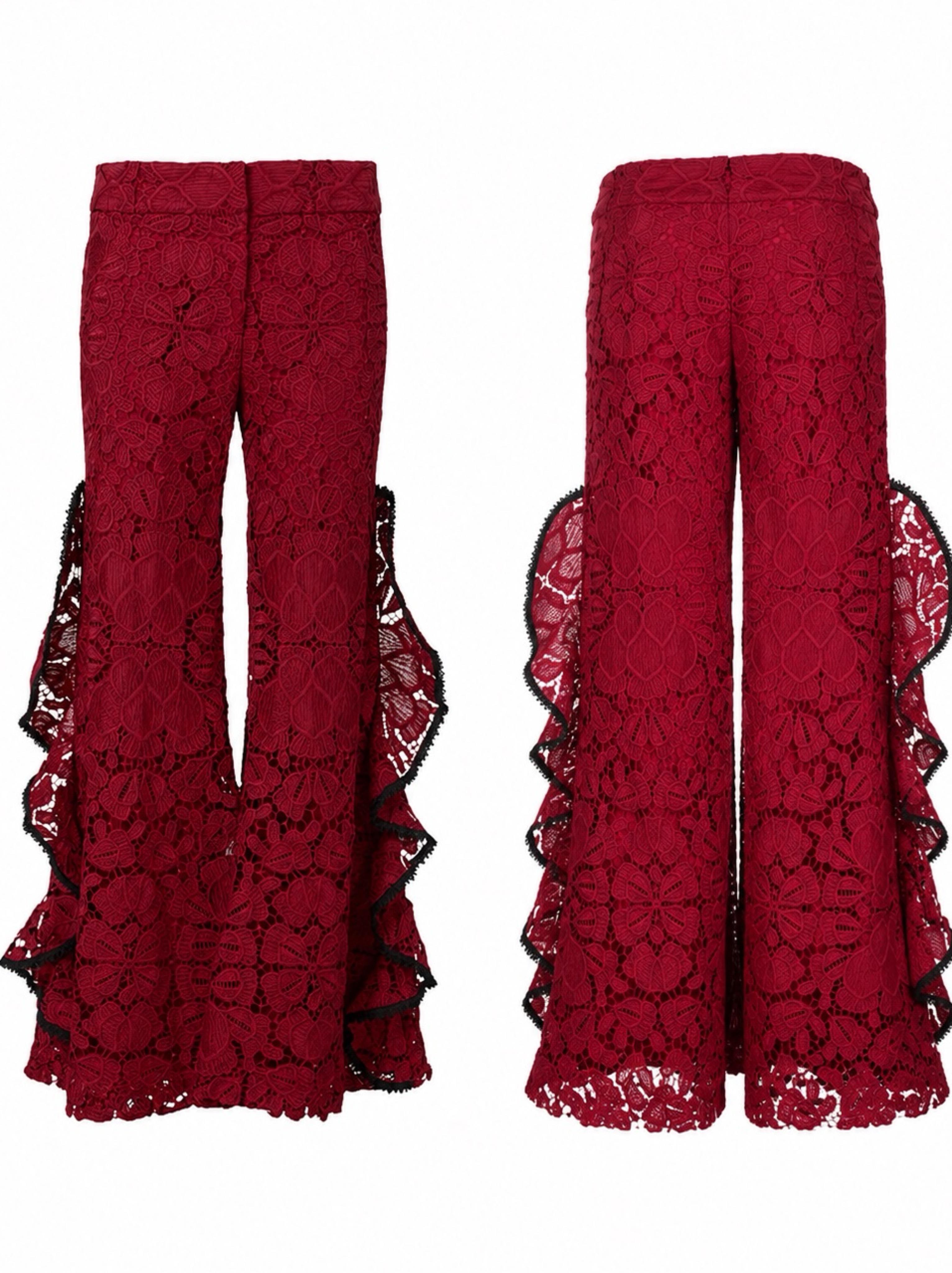 ALEXIS- Lace Ruffle Wide-Leg Pants