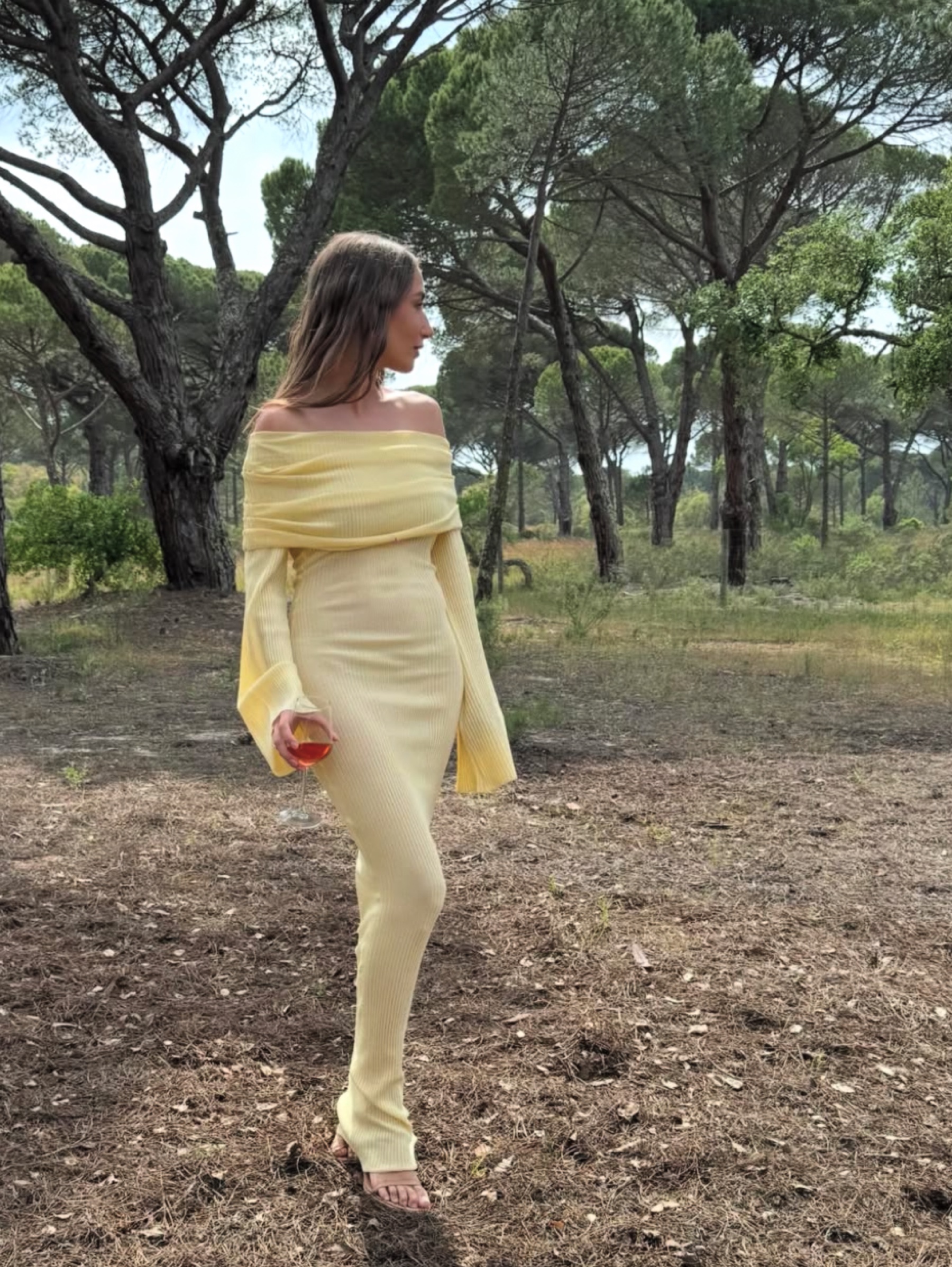 SER.O.YA Galleria yellow ribbed knit maxi dress by SEROYA