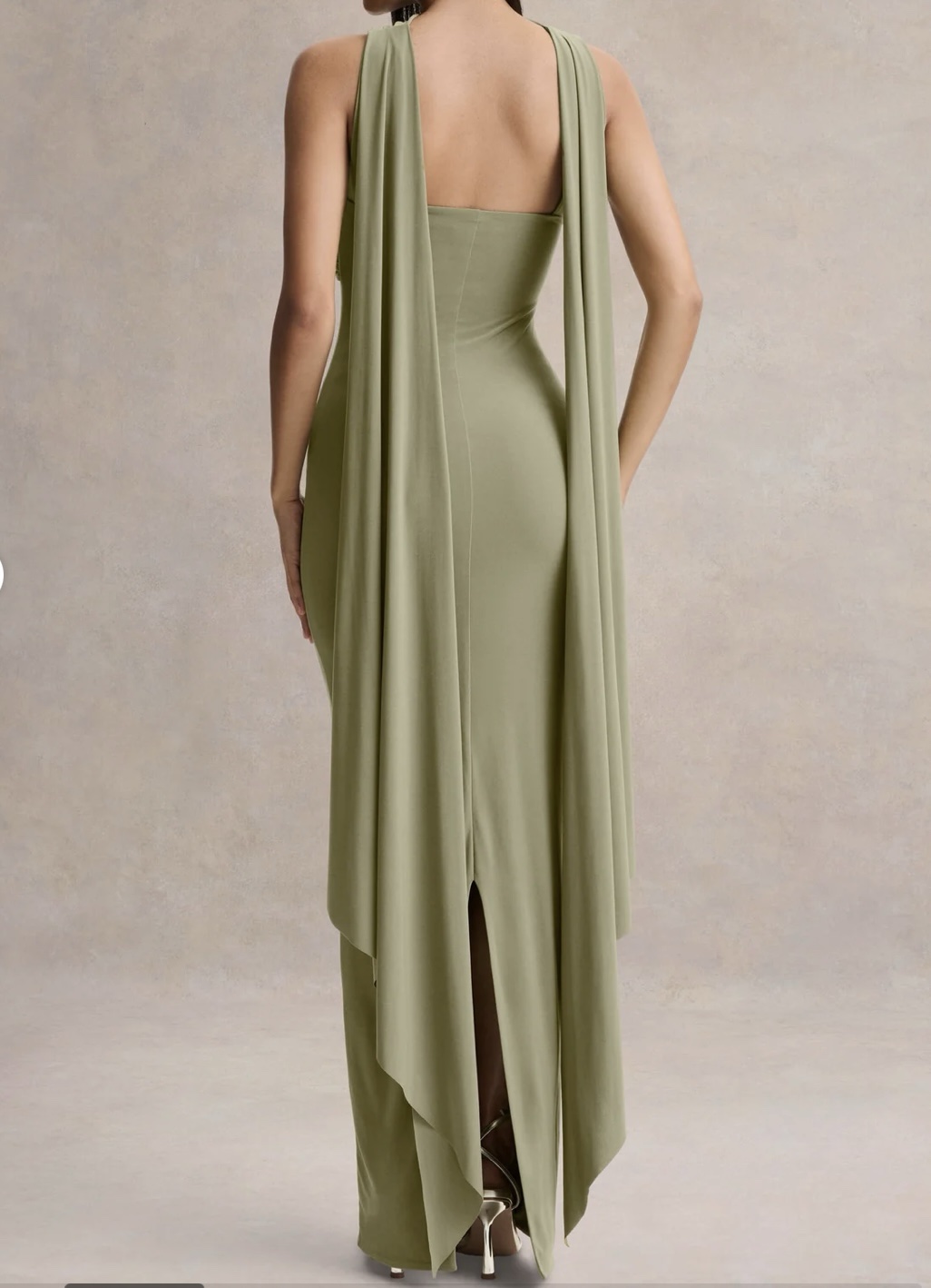 Sage Green Draped Strapless Maxi Dress by Club L London - Pickle
