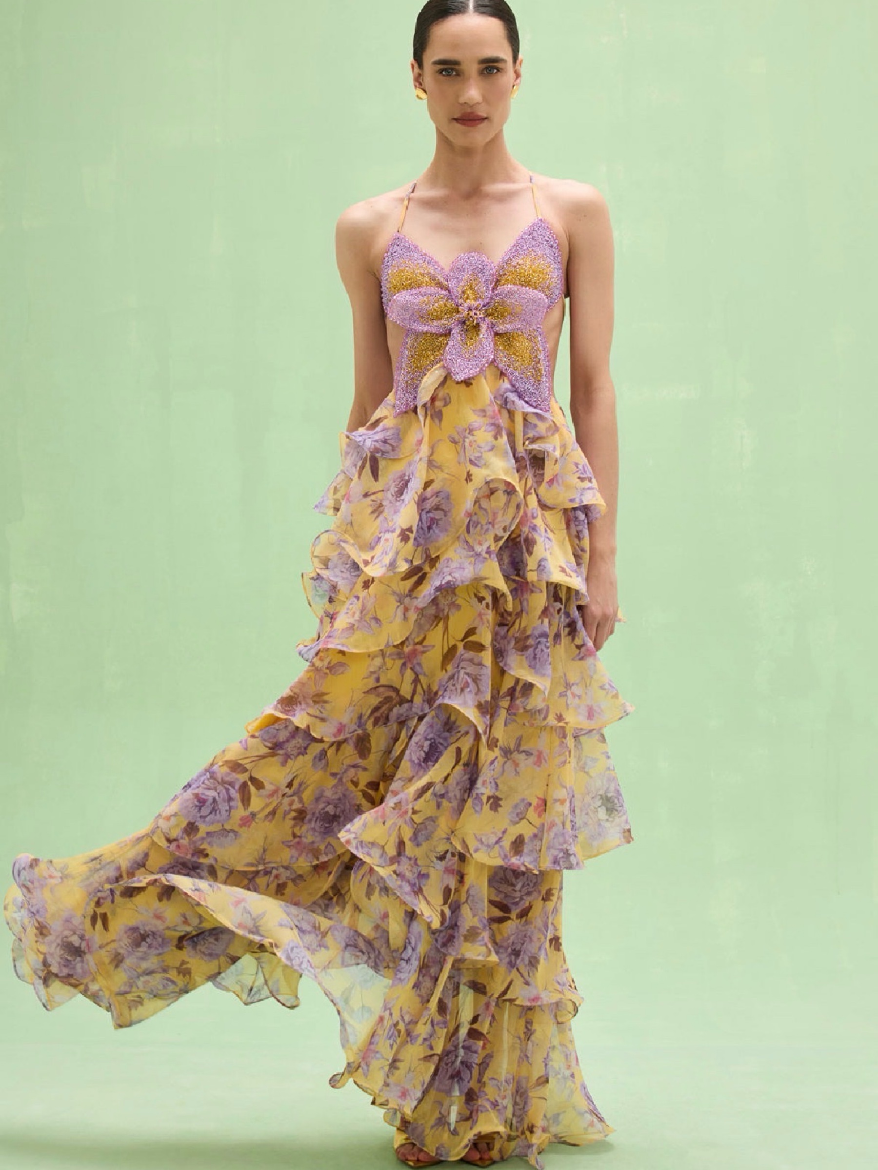 Yellow PatBo Peony Butterfly Dress, photo 6 of 6