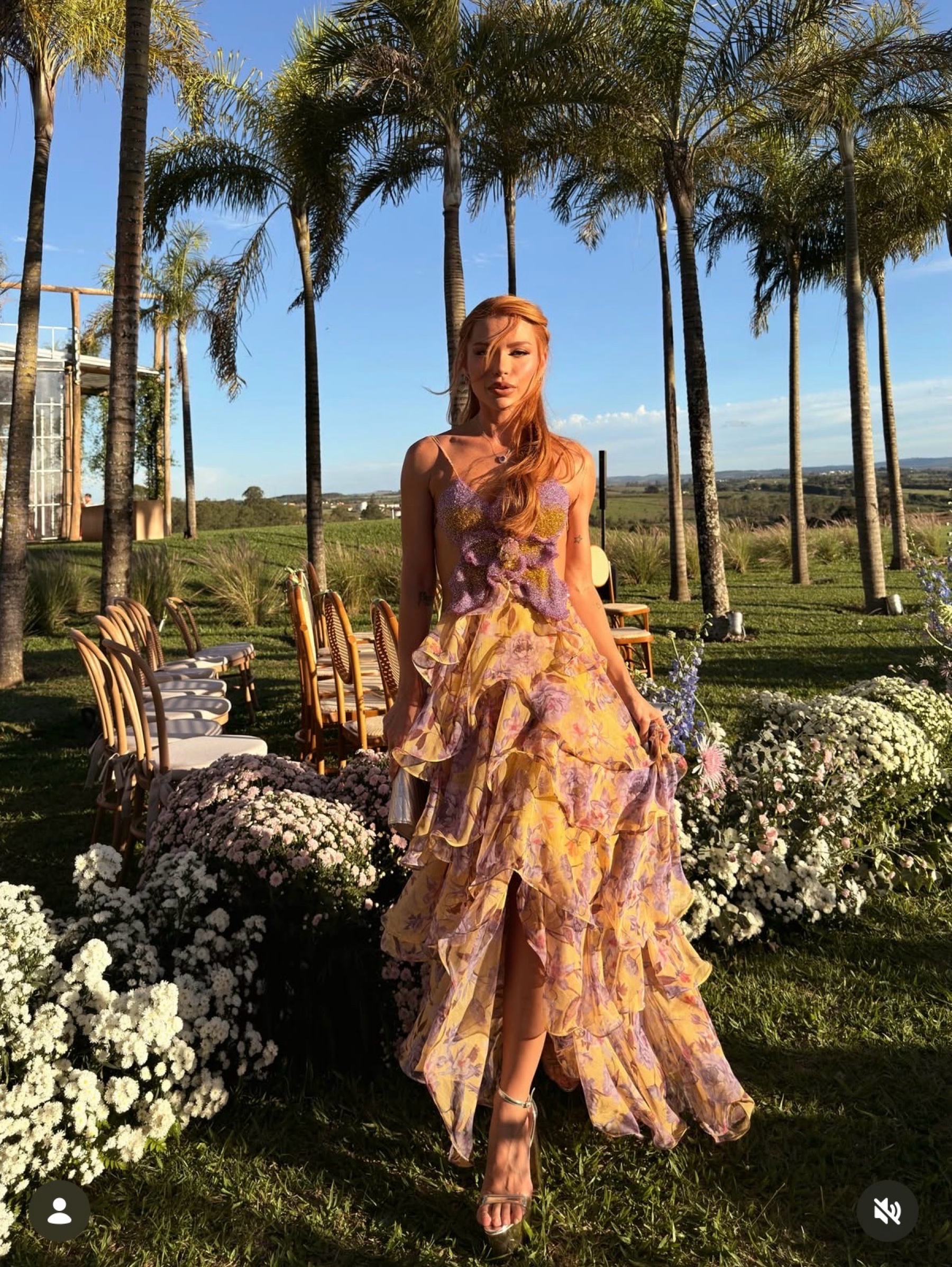 Yellow PatBo Peony Butterfly Dress, photo 3 of 6