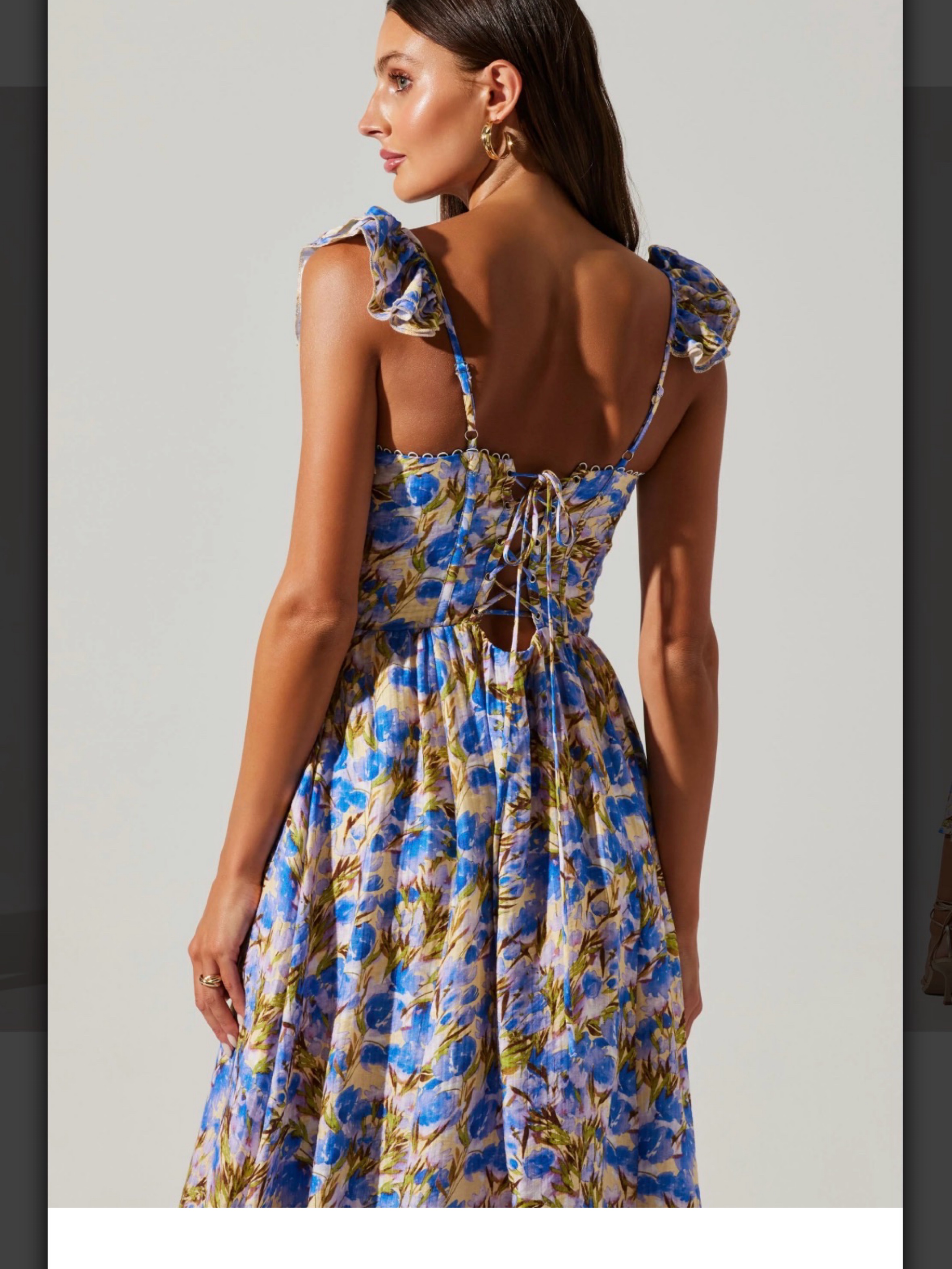 ruched floral midi dress Floral Ruched Slip A-Line Midi Dress