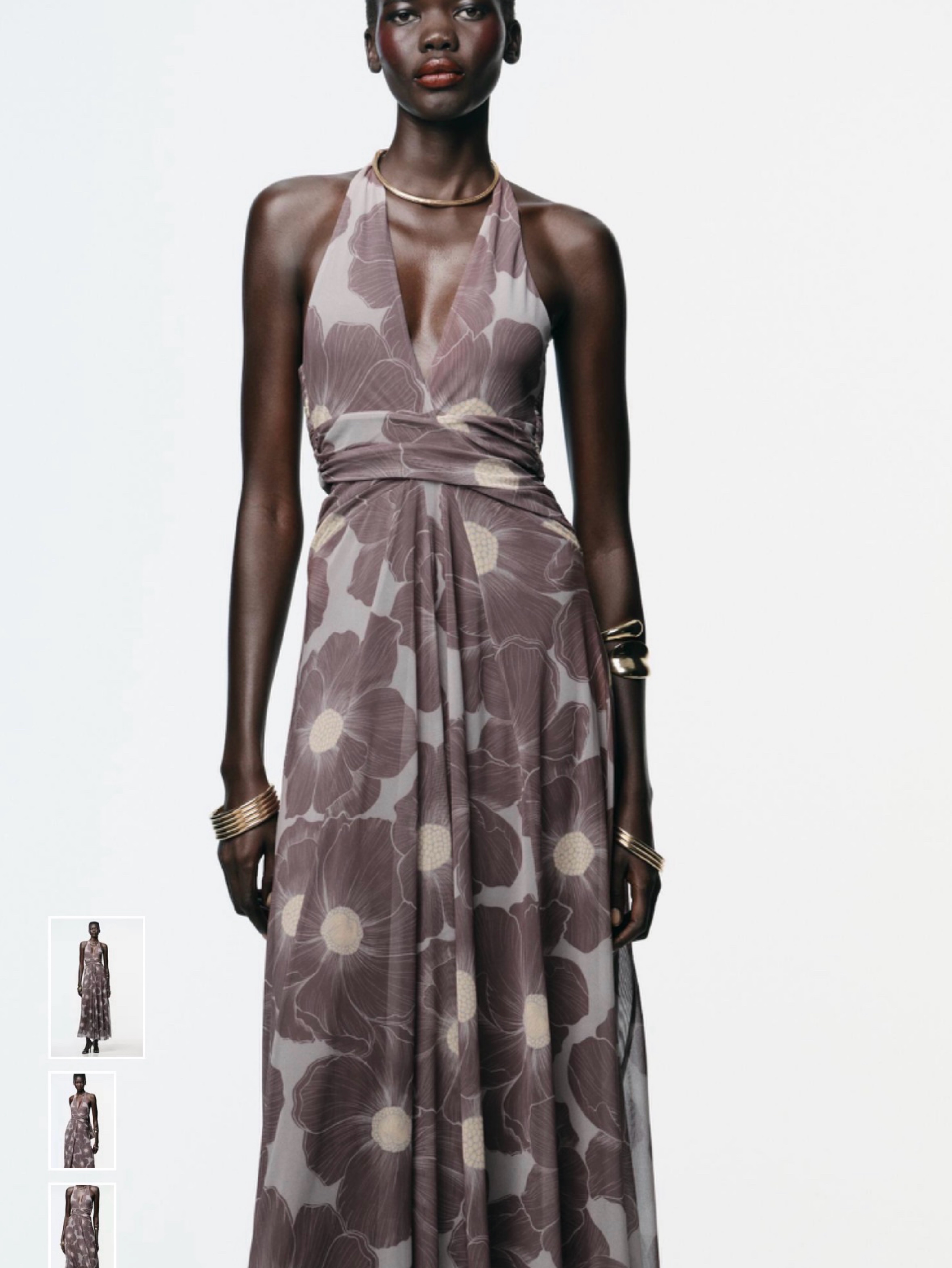 floral print midi dress zara ZW COLLECTION FLORAL PRINT DRESS - Red / White