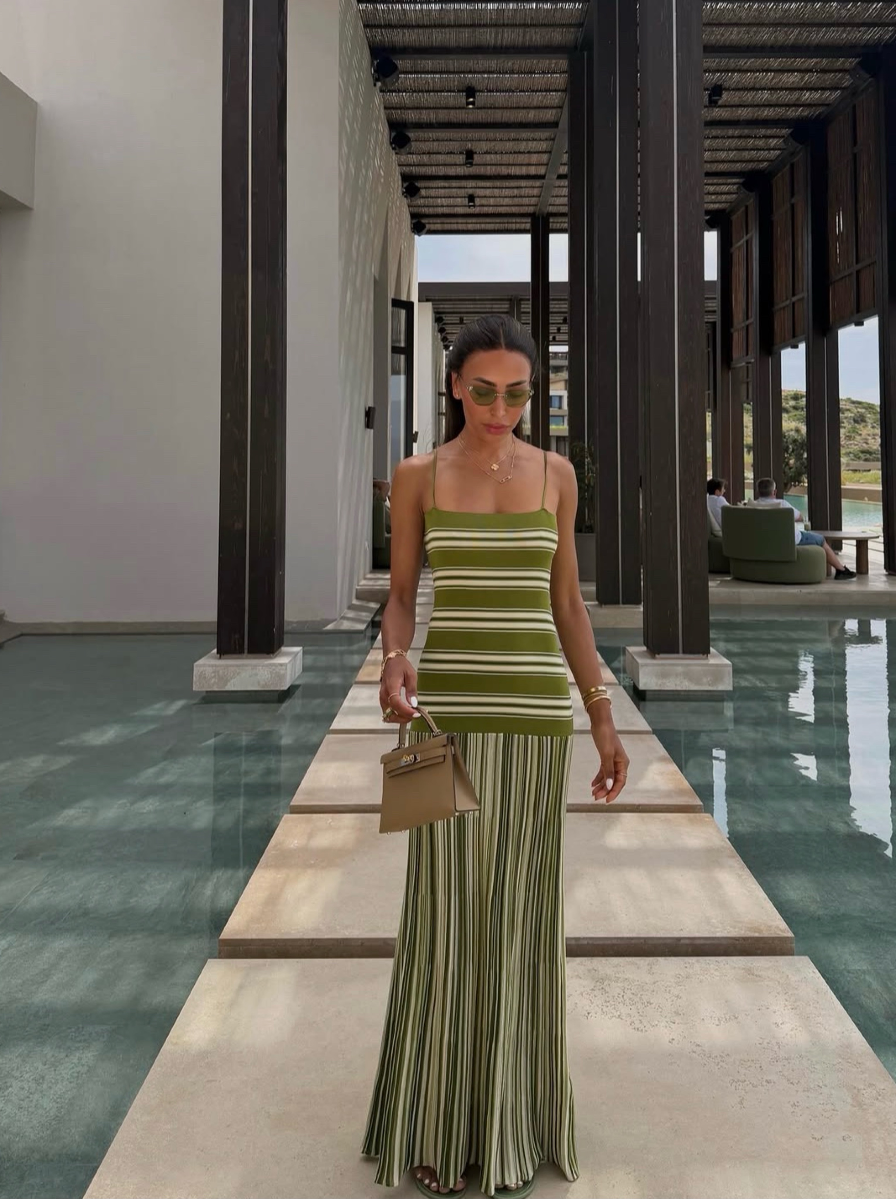 Faithfull the brand Green Striped Dress