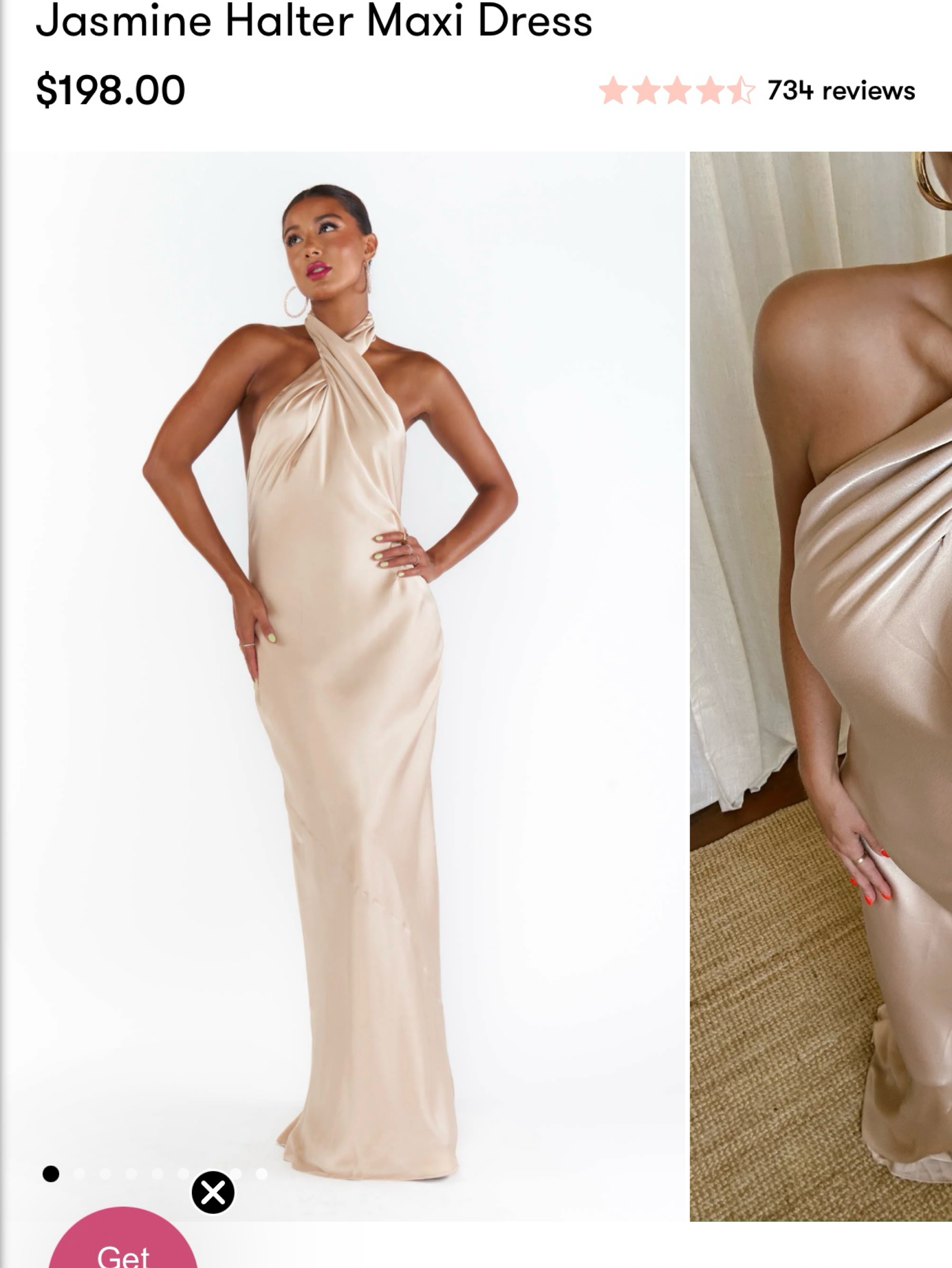jasmine halter maxi dress reviews Show Me Your Mumu Jasmine Halter Maxi Dress Luxe Satin Ivory MD
