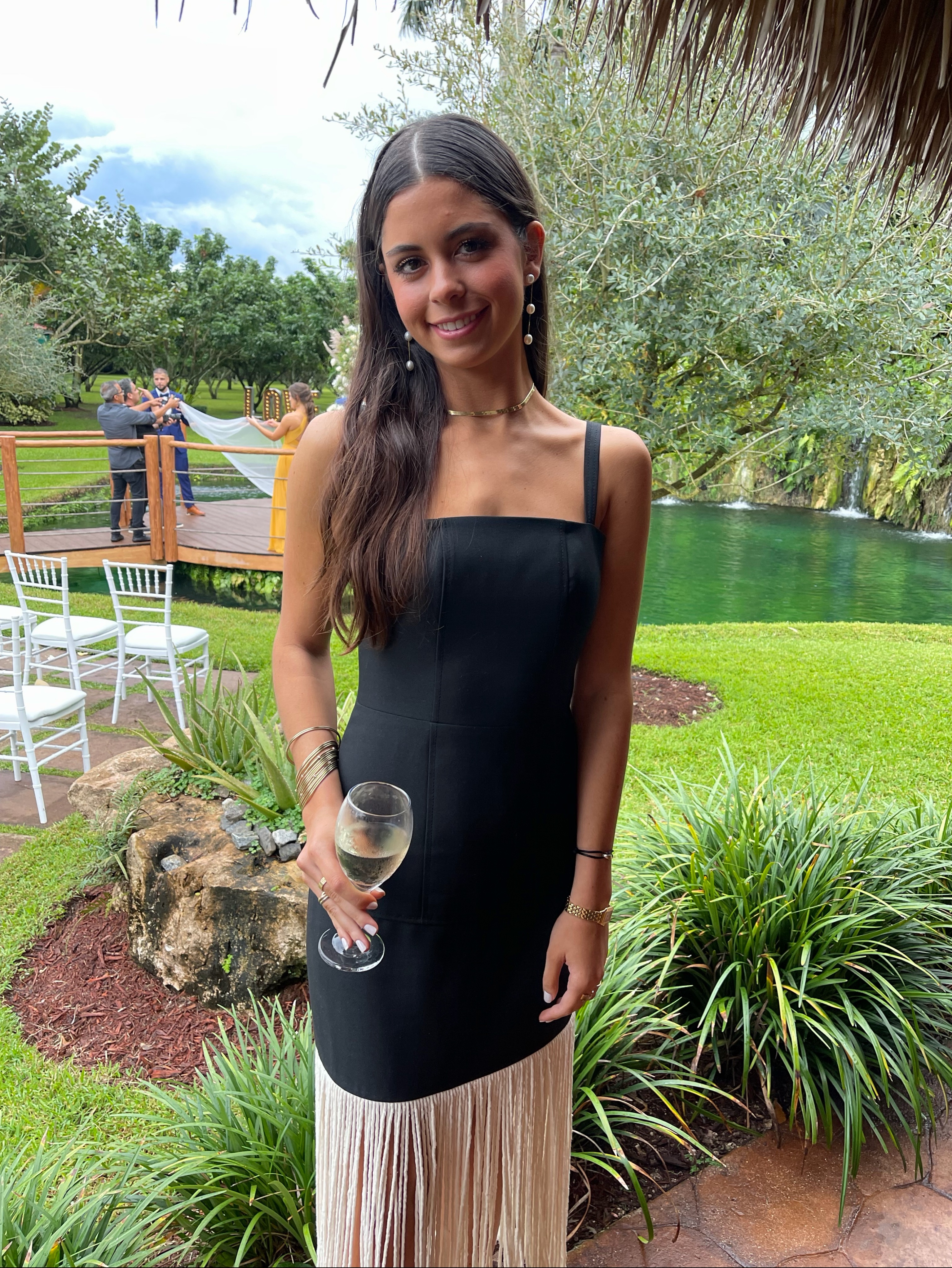 alexis midi dress for spring Alexis Midi black dress with Beige Fringe by Alexis