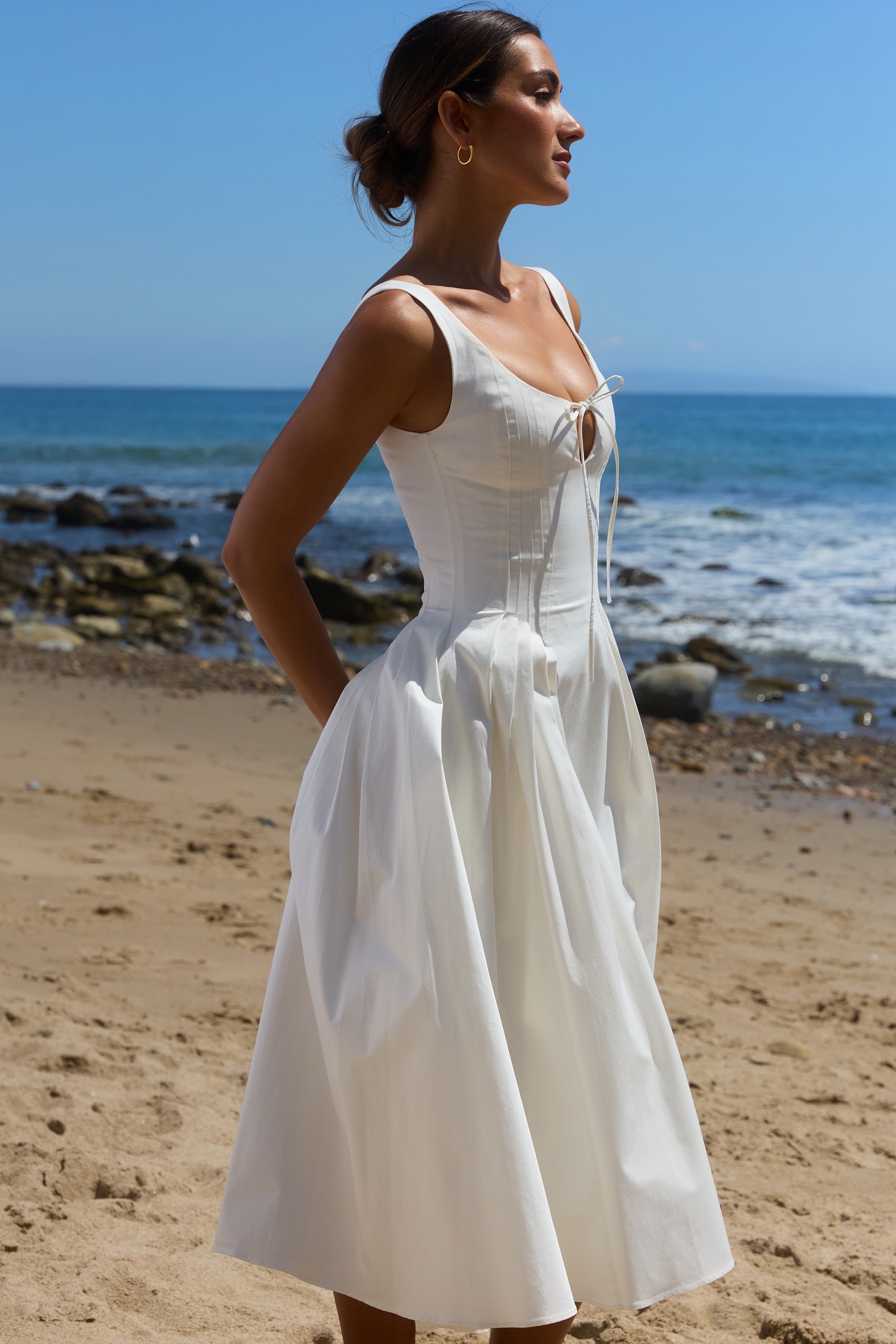 house of cb white dress 'Pearl' White Floral Embroidered Maxi Dress