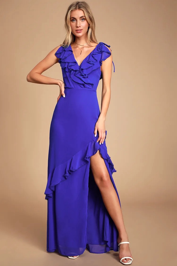 Lulus Blue Ruffled Maxi by Lulus - Pickle