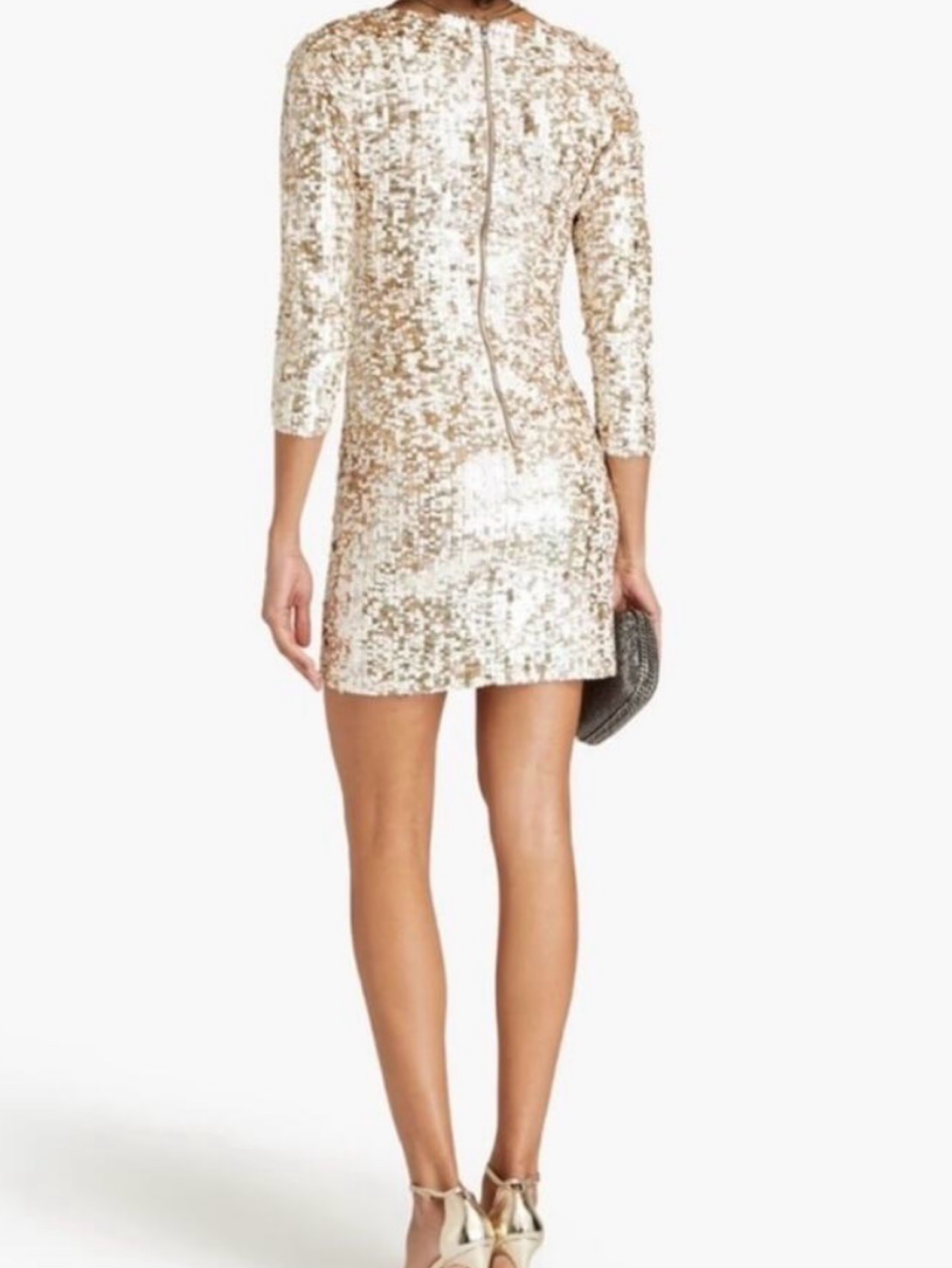 alice olivia gold sequin dress Alice & Olivia Gold Sequin Long Sleeve Mini Dress by Alice & Olivia