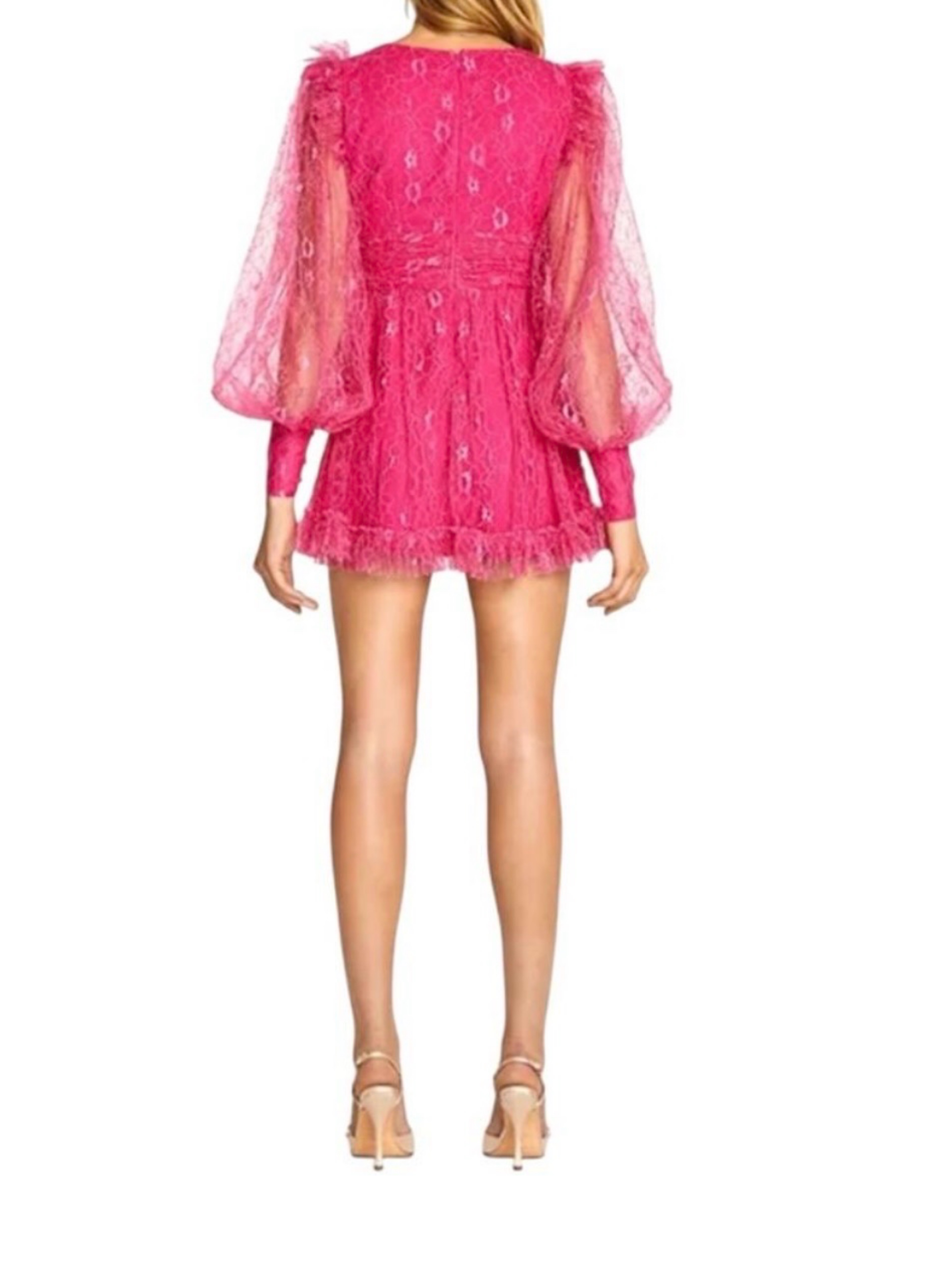 hot pink lace mini dress Allen Hot Pink Lace Mini Dress L