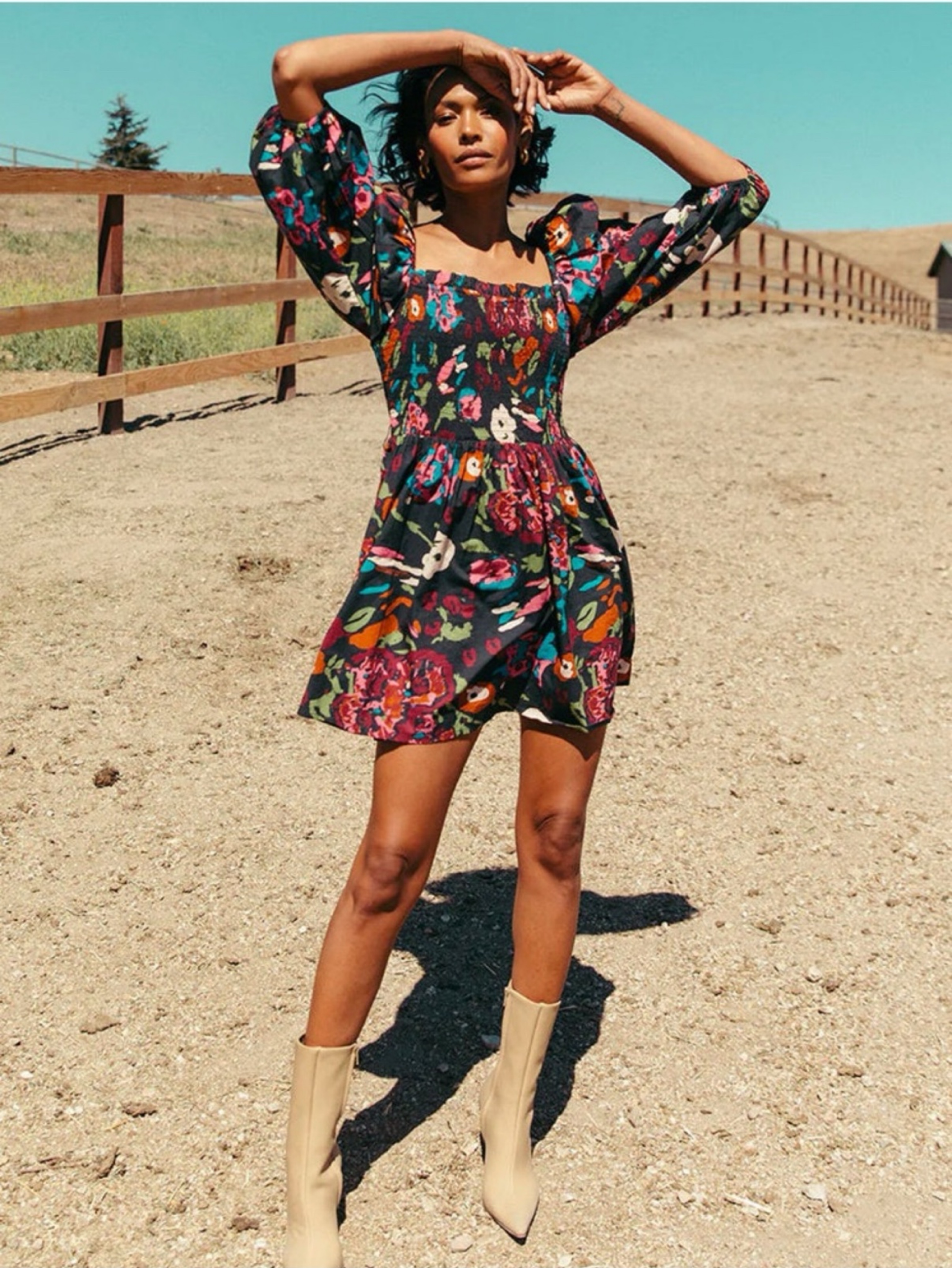 cotton puff sleeve mini dress Cotton Puff-Sleeve Mini Dress