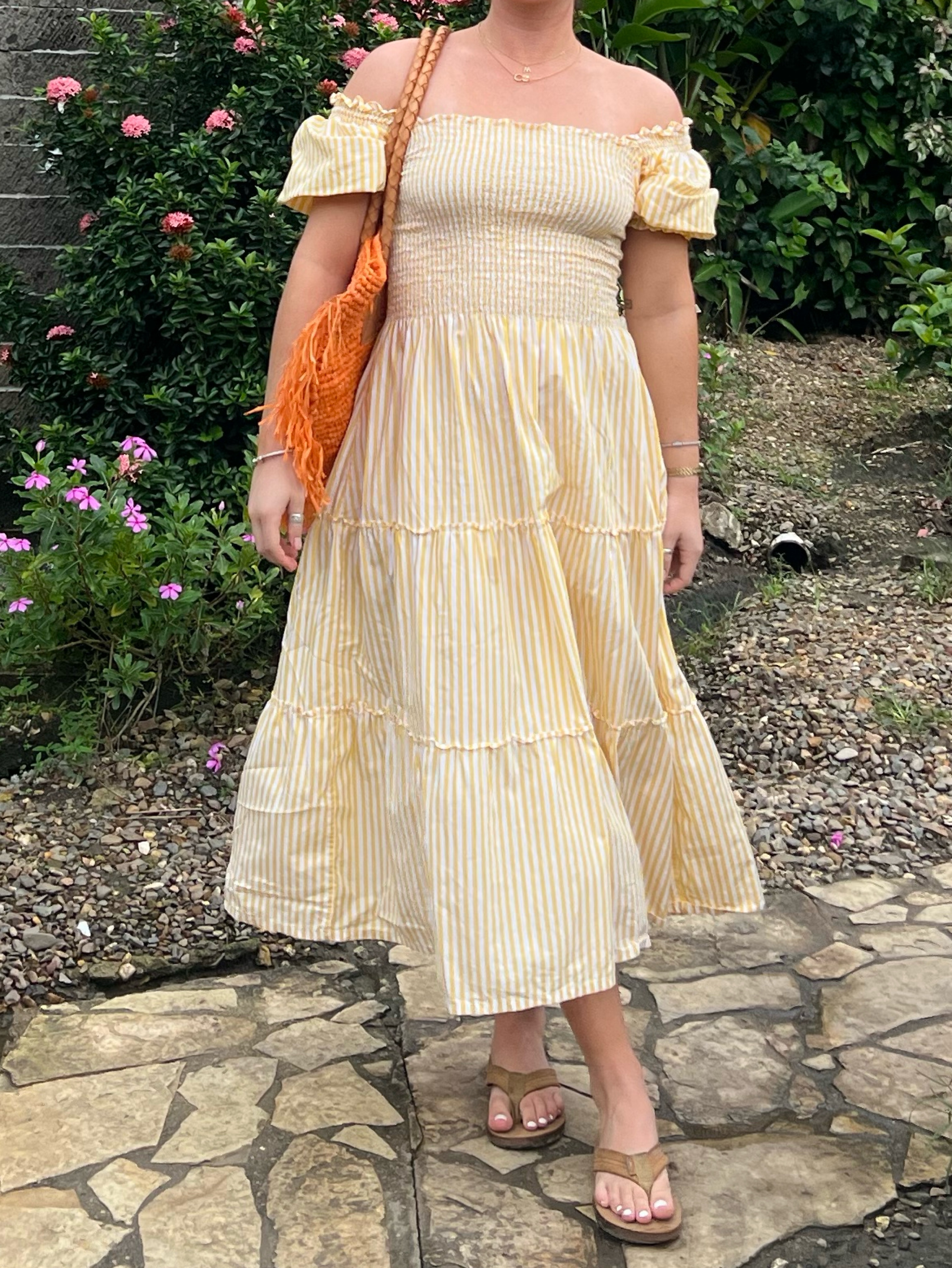 Yellow Maxi Striped Dress