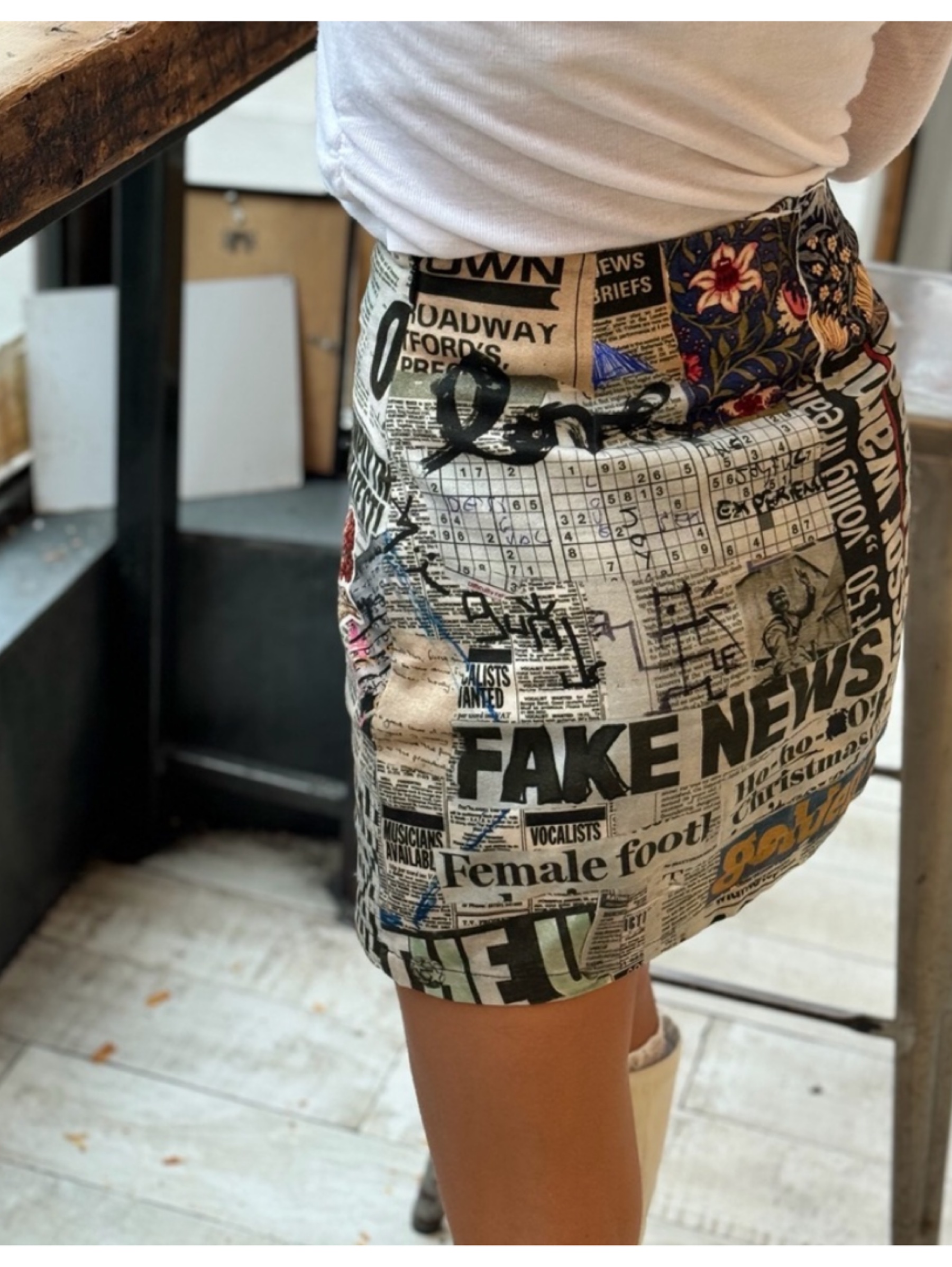Newspaper Print Mini Skirt by Desigual | Pickle