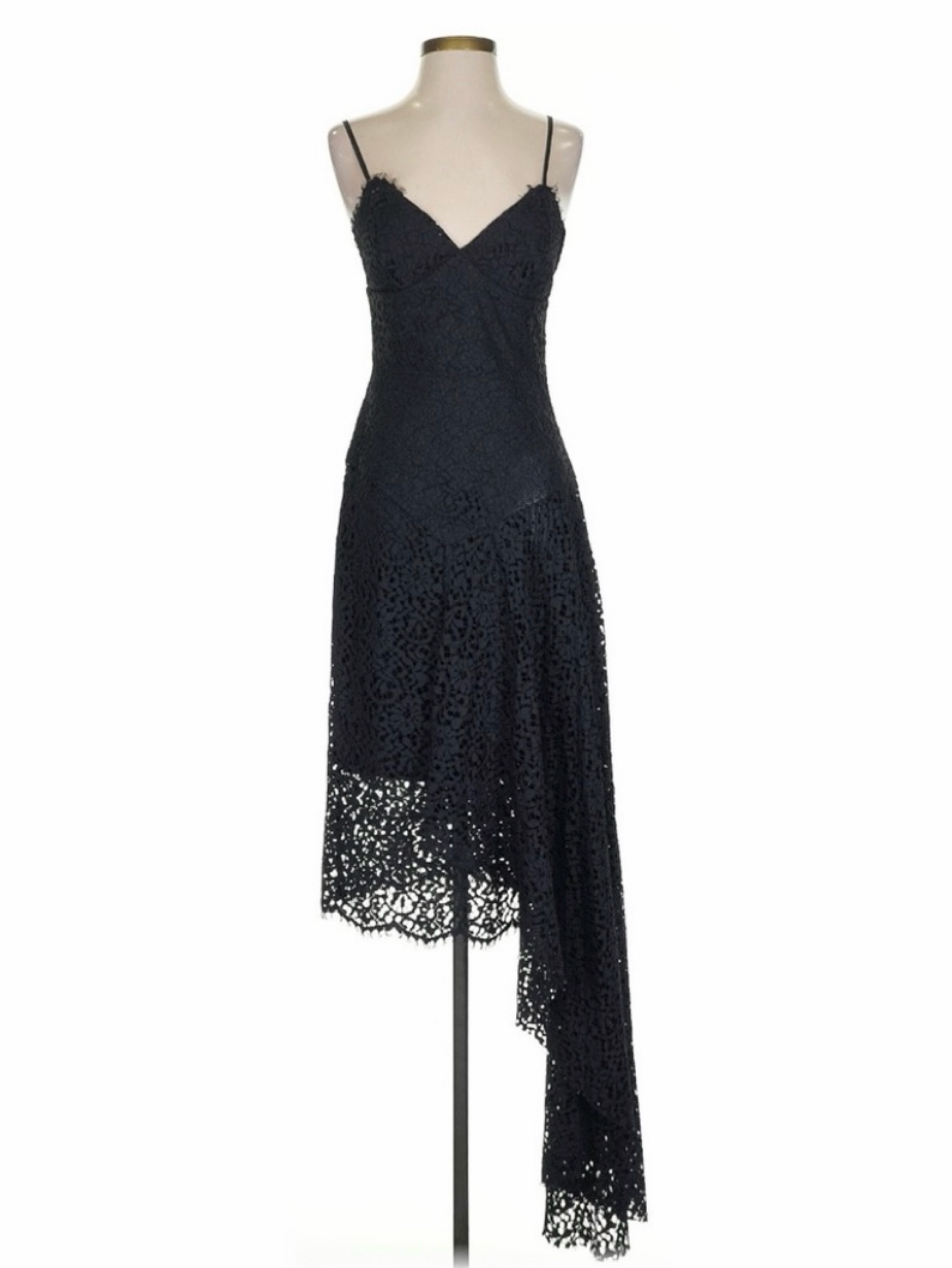 milly asymmetrical dress Milly Black Lace Asymmetrical Midi Dress by Milly