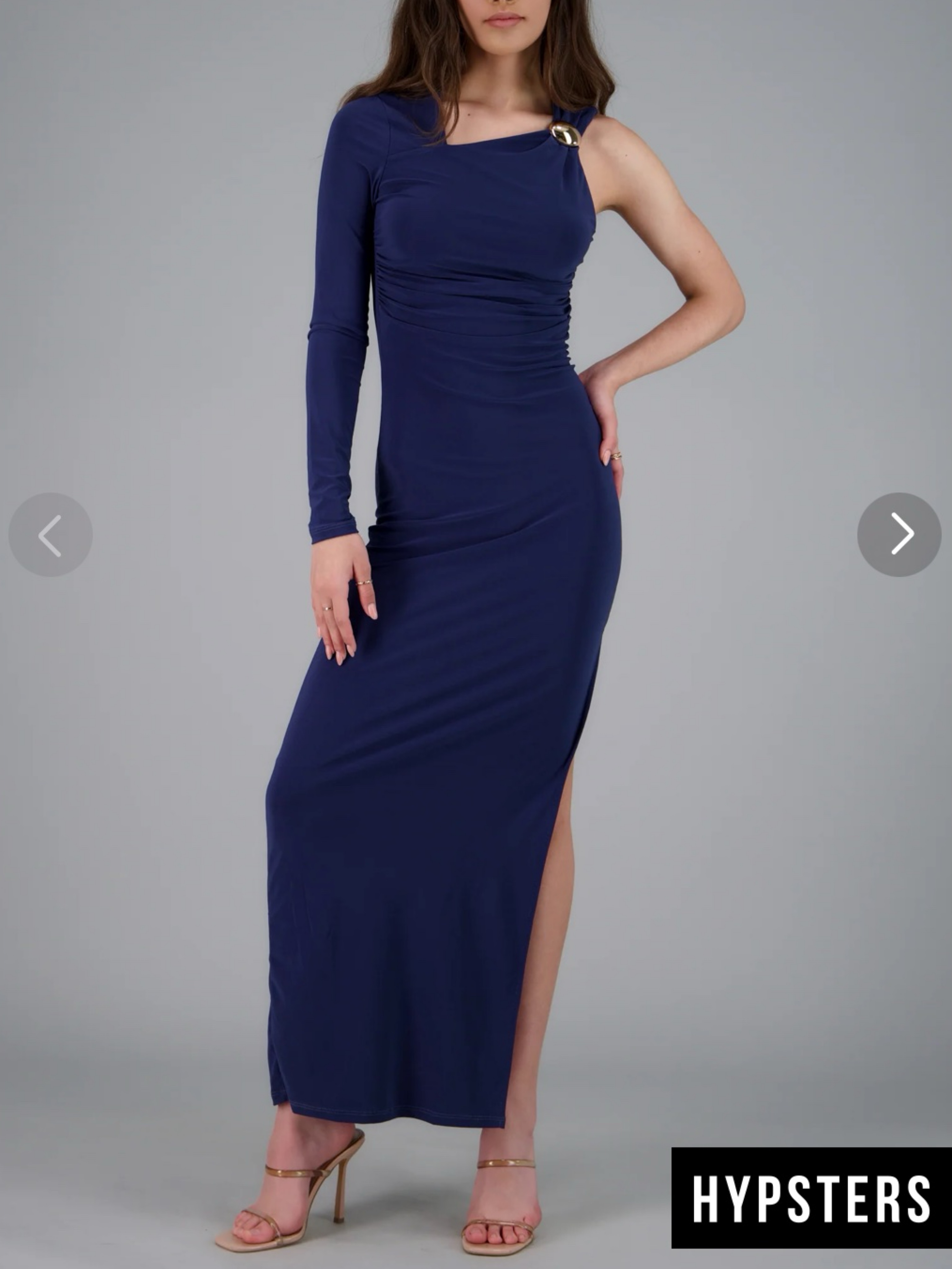 One-Shoulder Maxi Dress With Metallic Detail