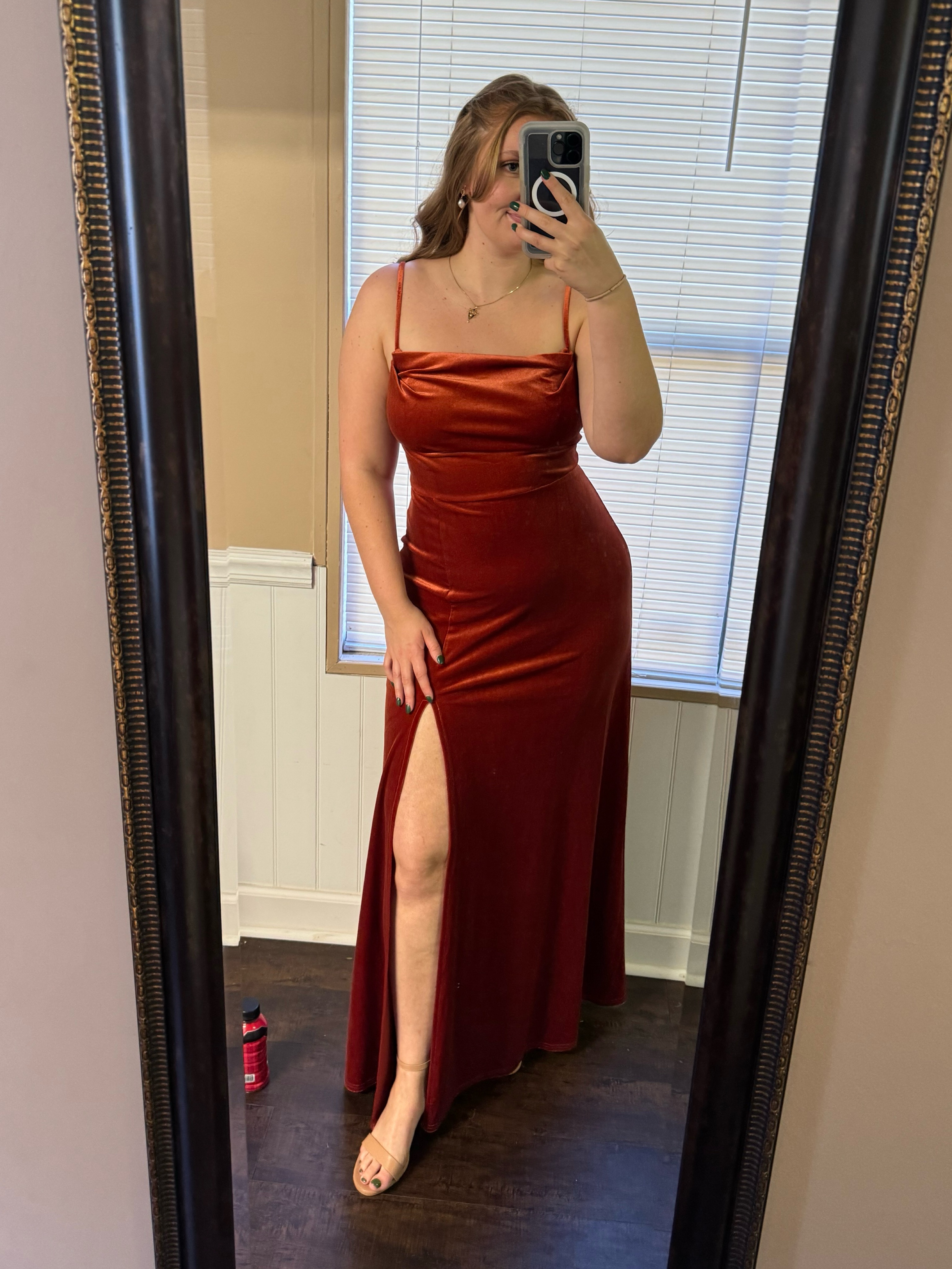 Birdy Grey Velvet Burnt Orange Dress
