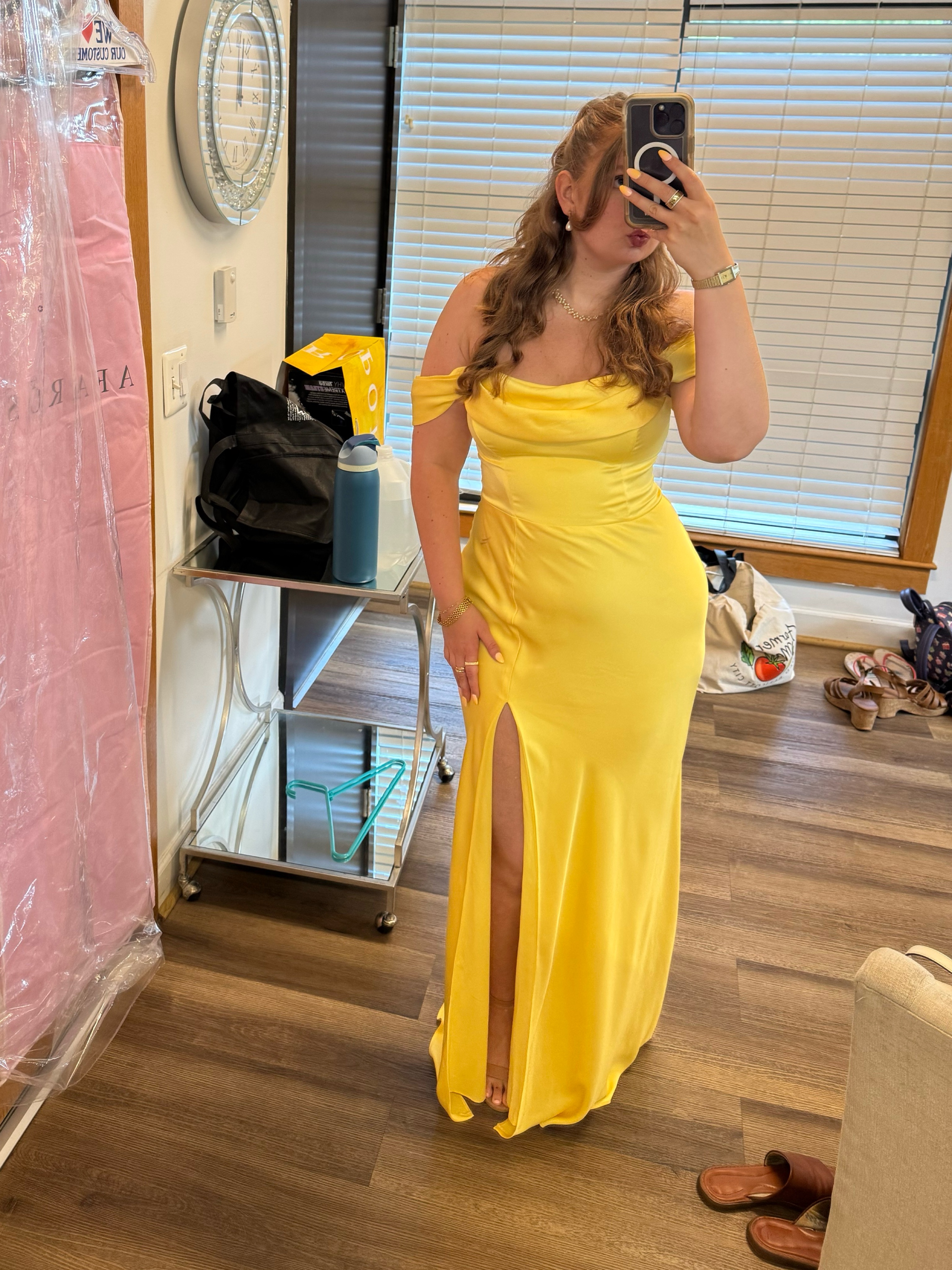 Birdy Grey Shiny Satin Yellow Dress