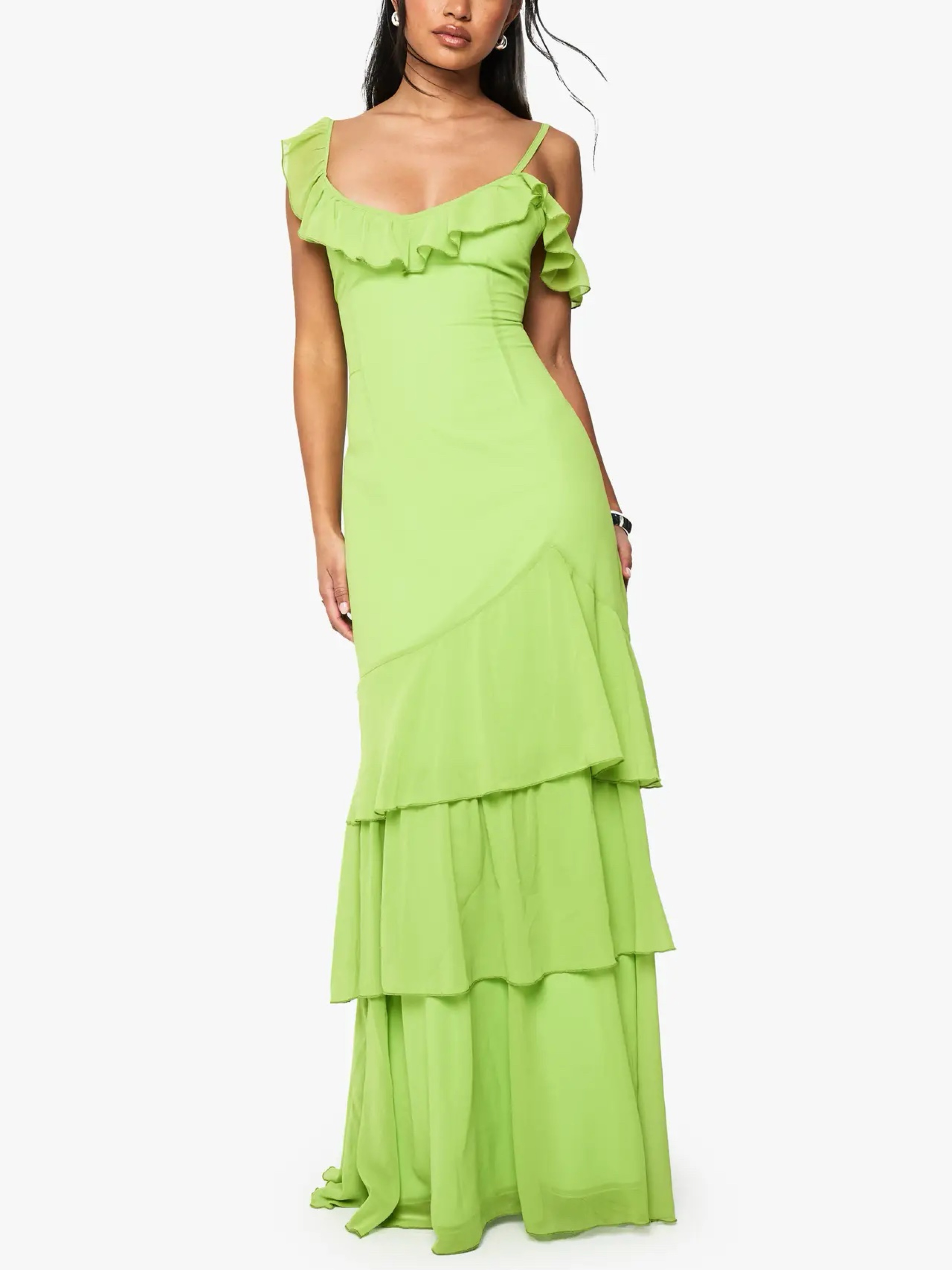 boohoo chiffon ruffle strappy maxi dress boohoo Women's Plus Size Chiffon Ruffle Strappy Maxi Dress