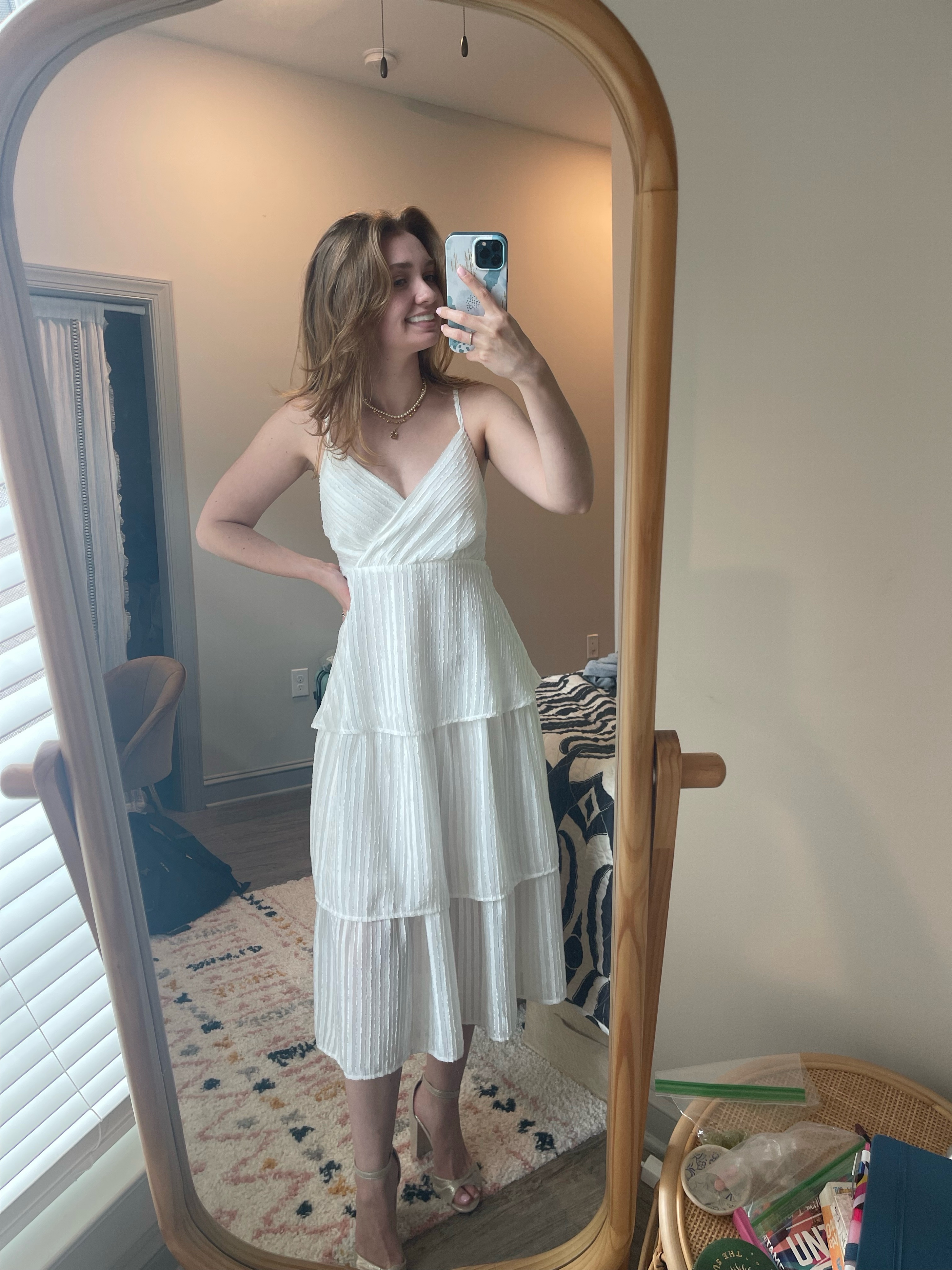 Lulus White Chiffon Jacquard Dress