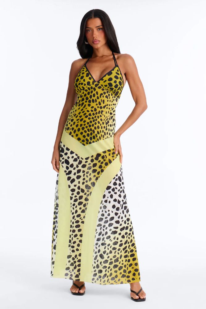 leopard print dress party Jovani -43643 Stunning Leopard Print Prom Gown with Open Back 12 / BLACK/GOLD