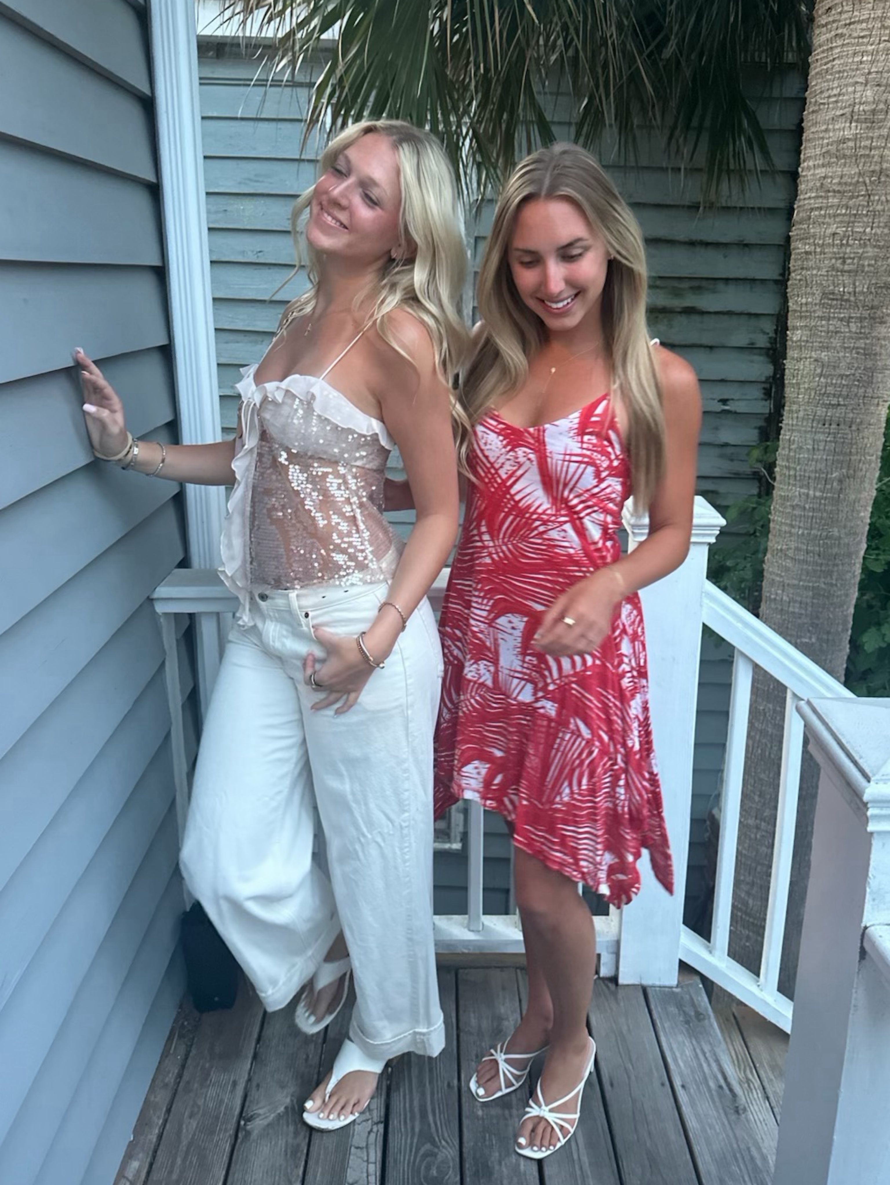 Red White floral Print Dress