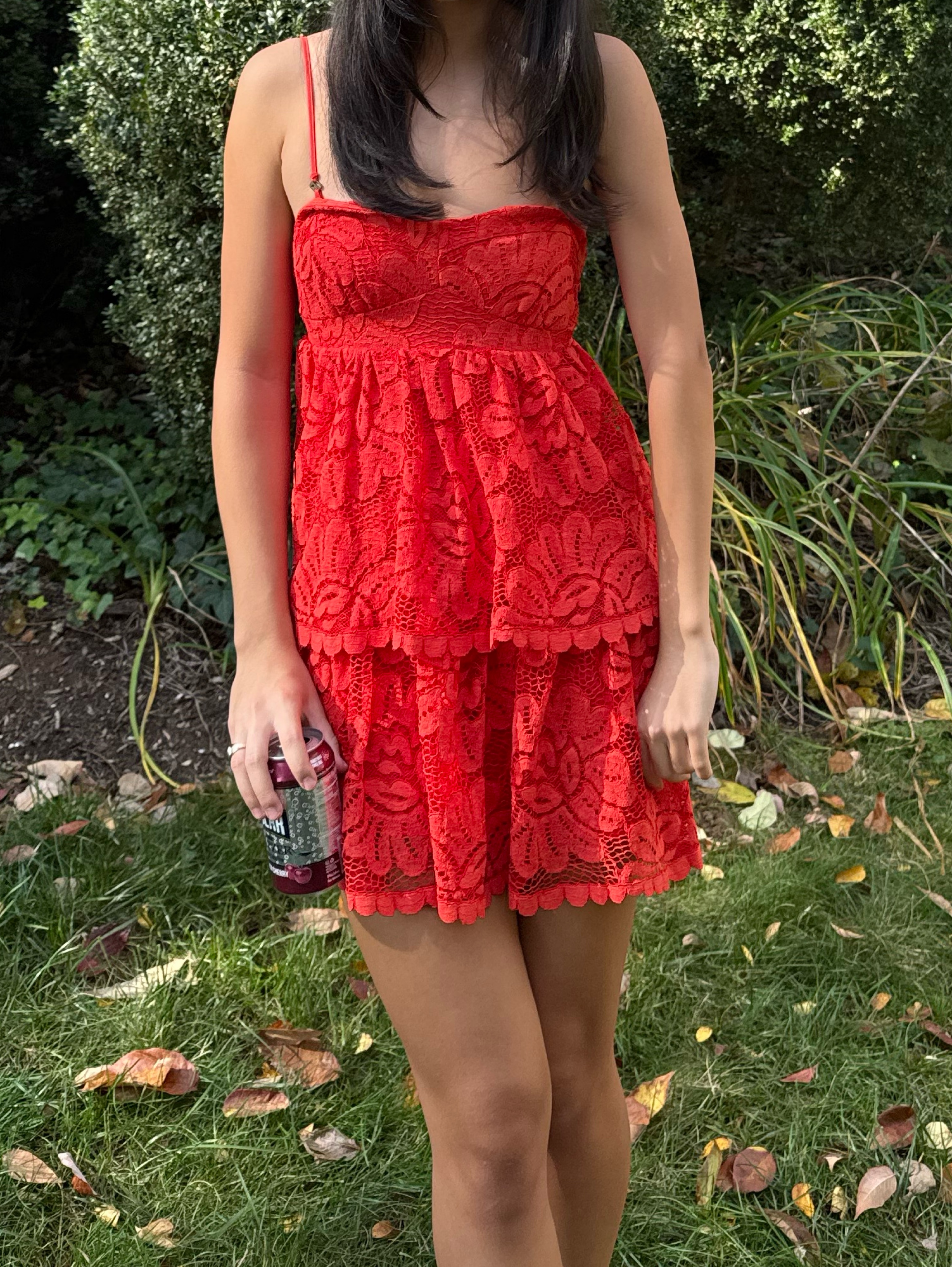 Anthropologie Maeve Orange Lace Mini Dress