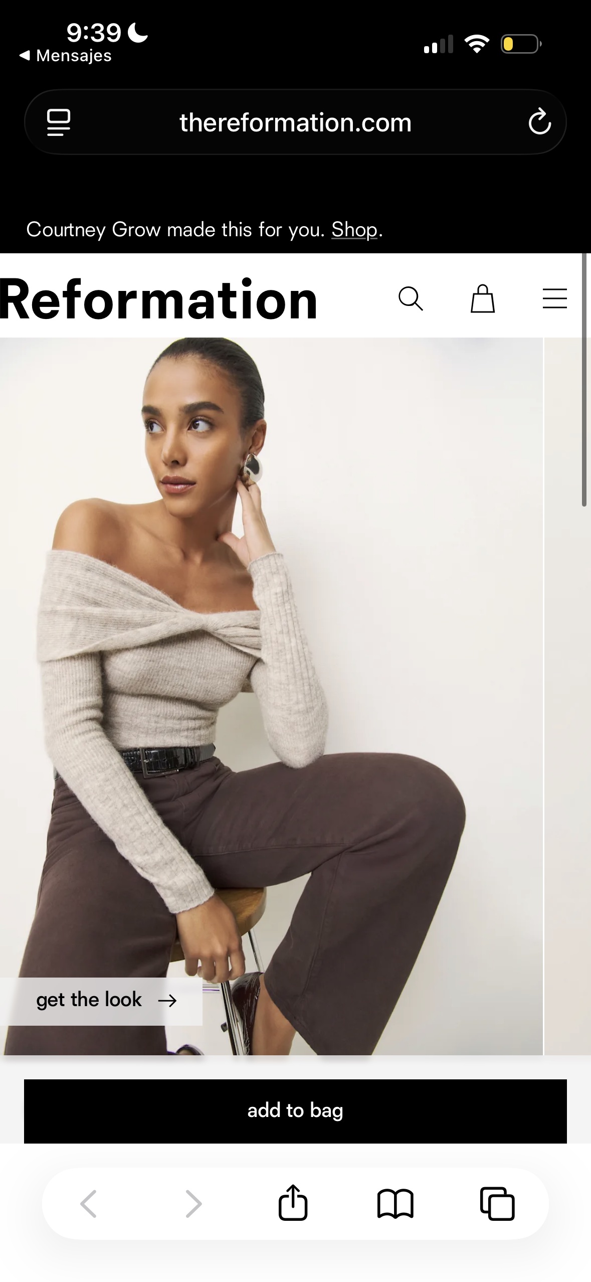 Reformation Florie Twist Front Sweater