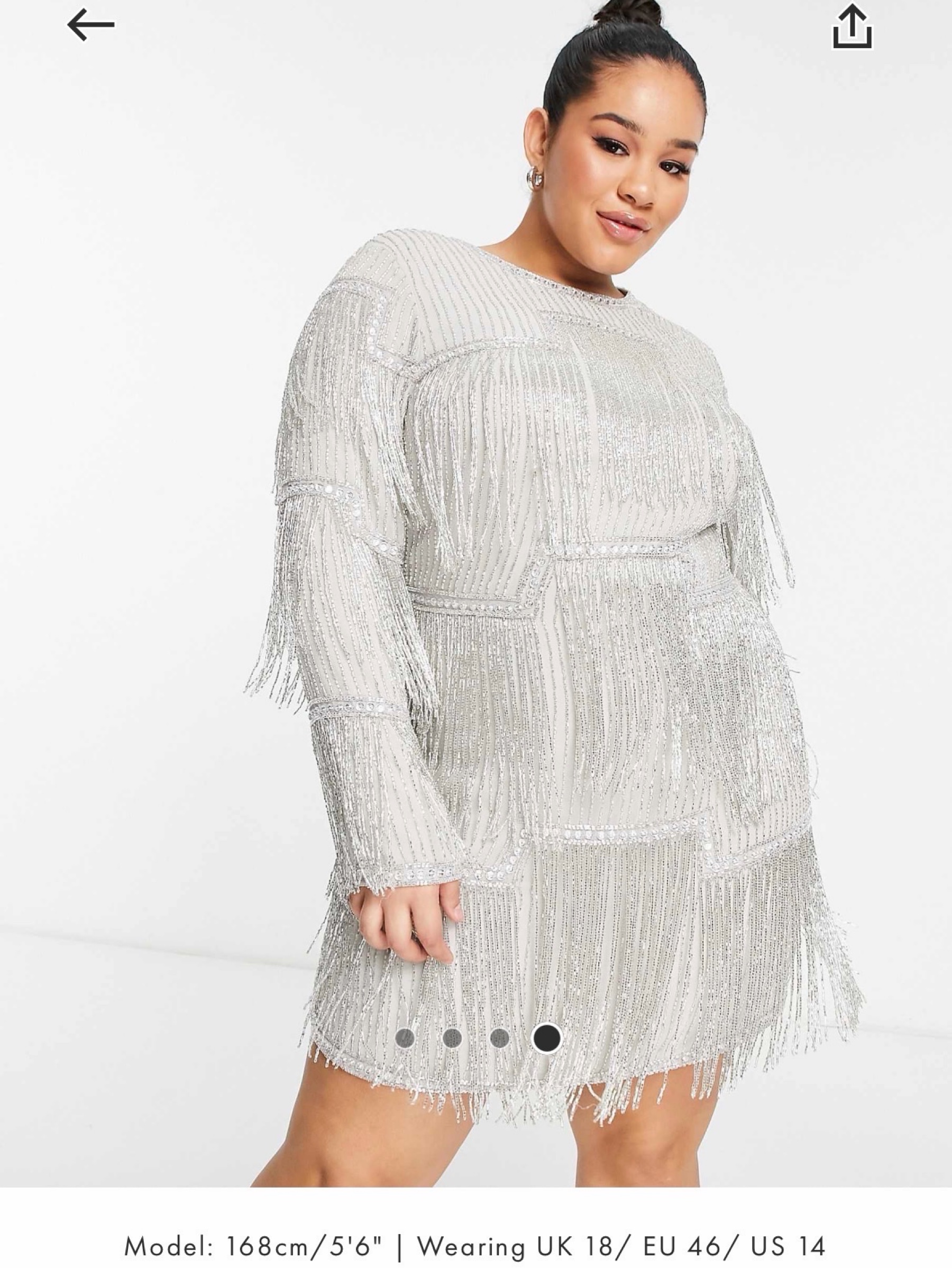 asos design all over embellished maxi dress with flared sleeves Curve paneled fringe mini n silver by ASOS With a practical zip Category2Label: clothing bottoms Colour:Light Grey-1290 Beaded Short Hot Pink Fringe dress