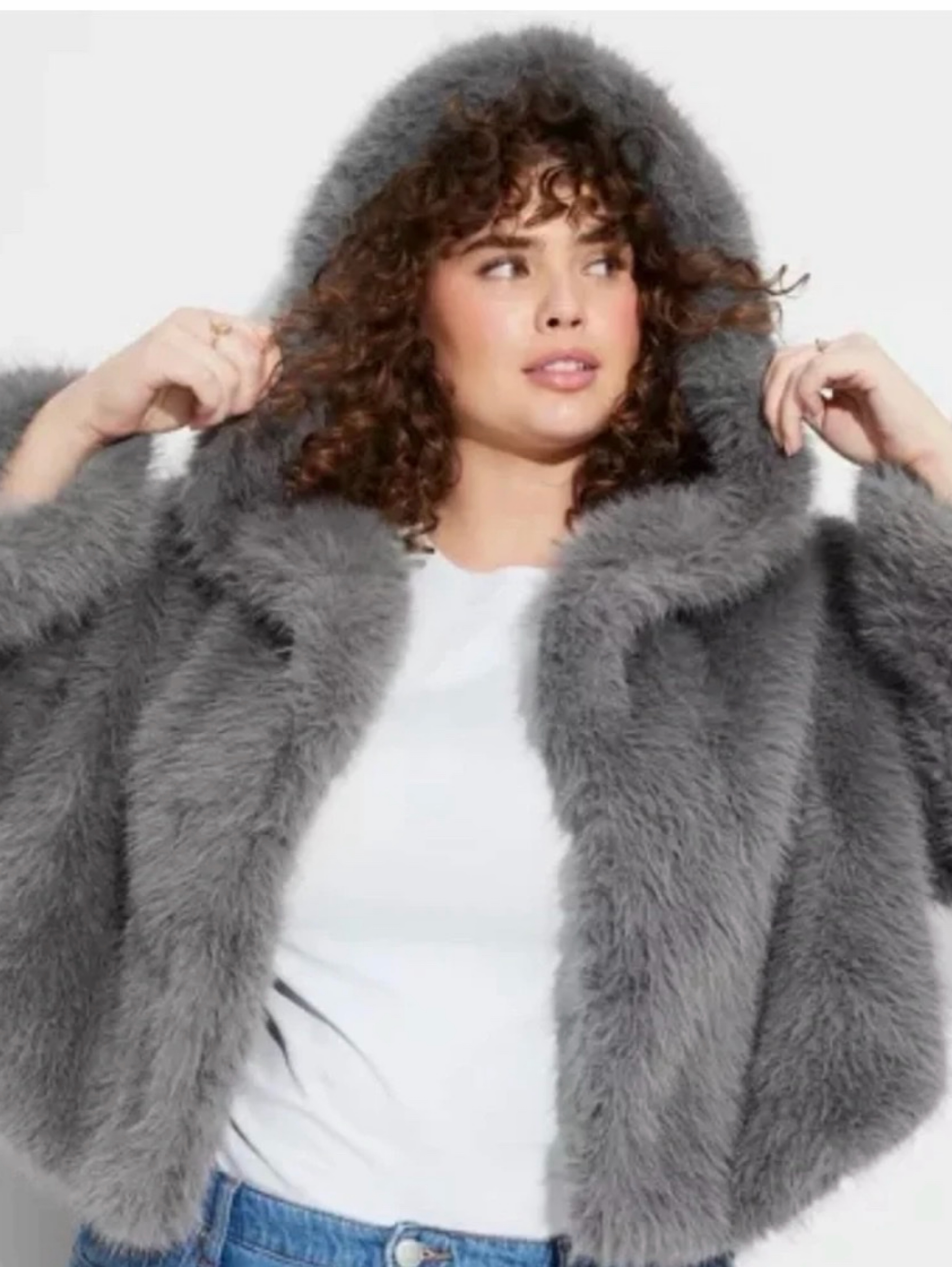 ジャケット・アウター DIANTE FLUFFY BOA CROPPED BLOUSON GRY Cropped Hooded Faux Fur Jacket by Target- Wild Fable - Pickle