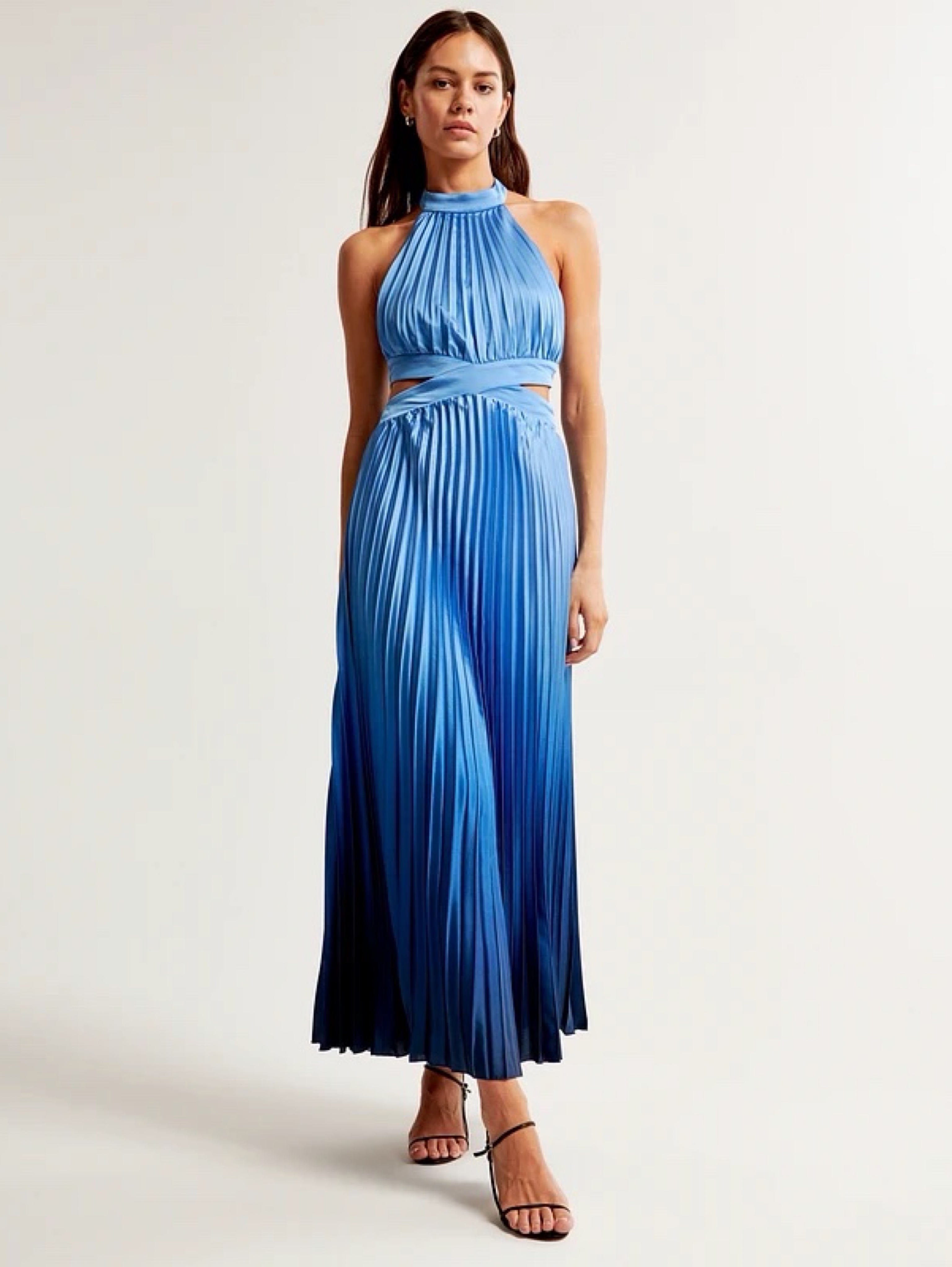Abercrombie & Fitch The A&F Giselle High-Neck Pleated Cutout Maxi Dress