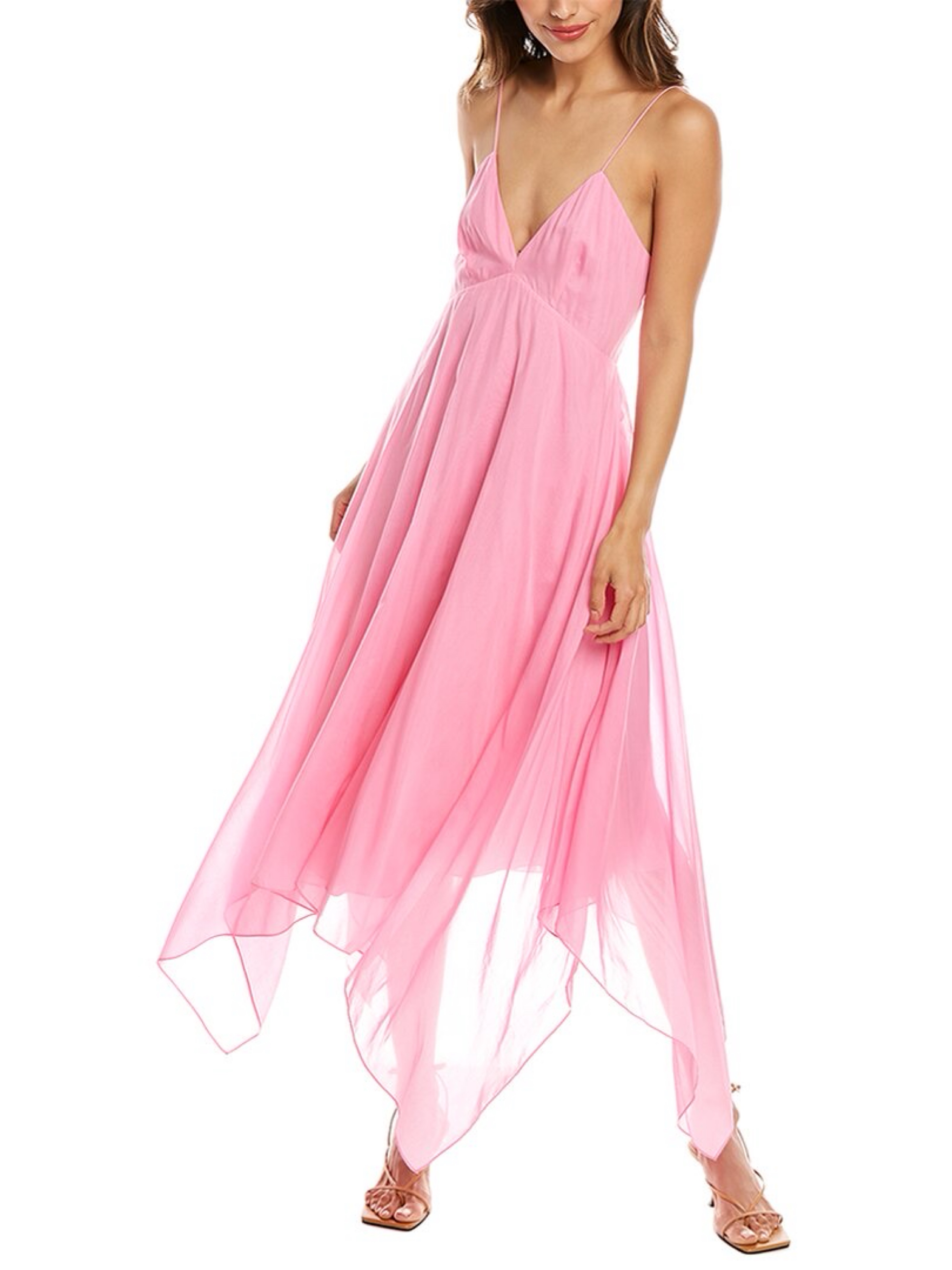 rebecca taylor hot pink dress Rebecca Taylor Pink Handkerchief Midi Dress by Rebecca Taylor