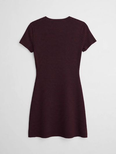 theory knit checkered dress Houndstooth – Burgundy, S by Theory type:Swim Cover-ups