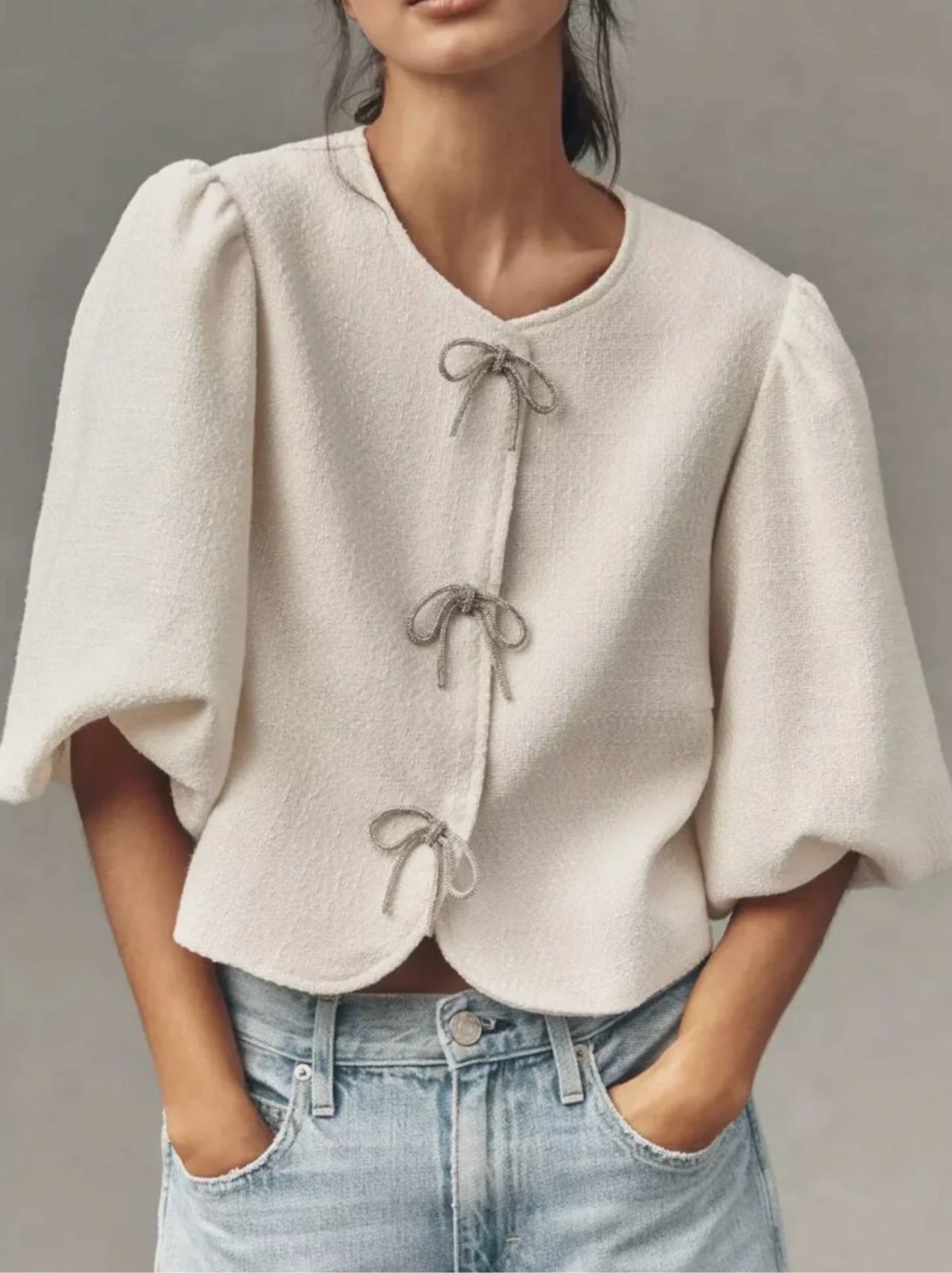 Dolan Left Coast Linen Blend Bow Blazer