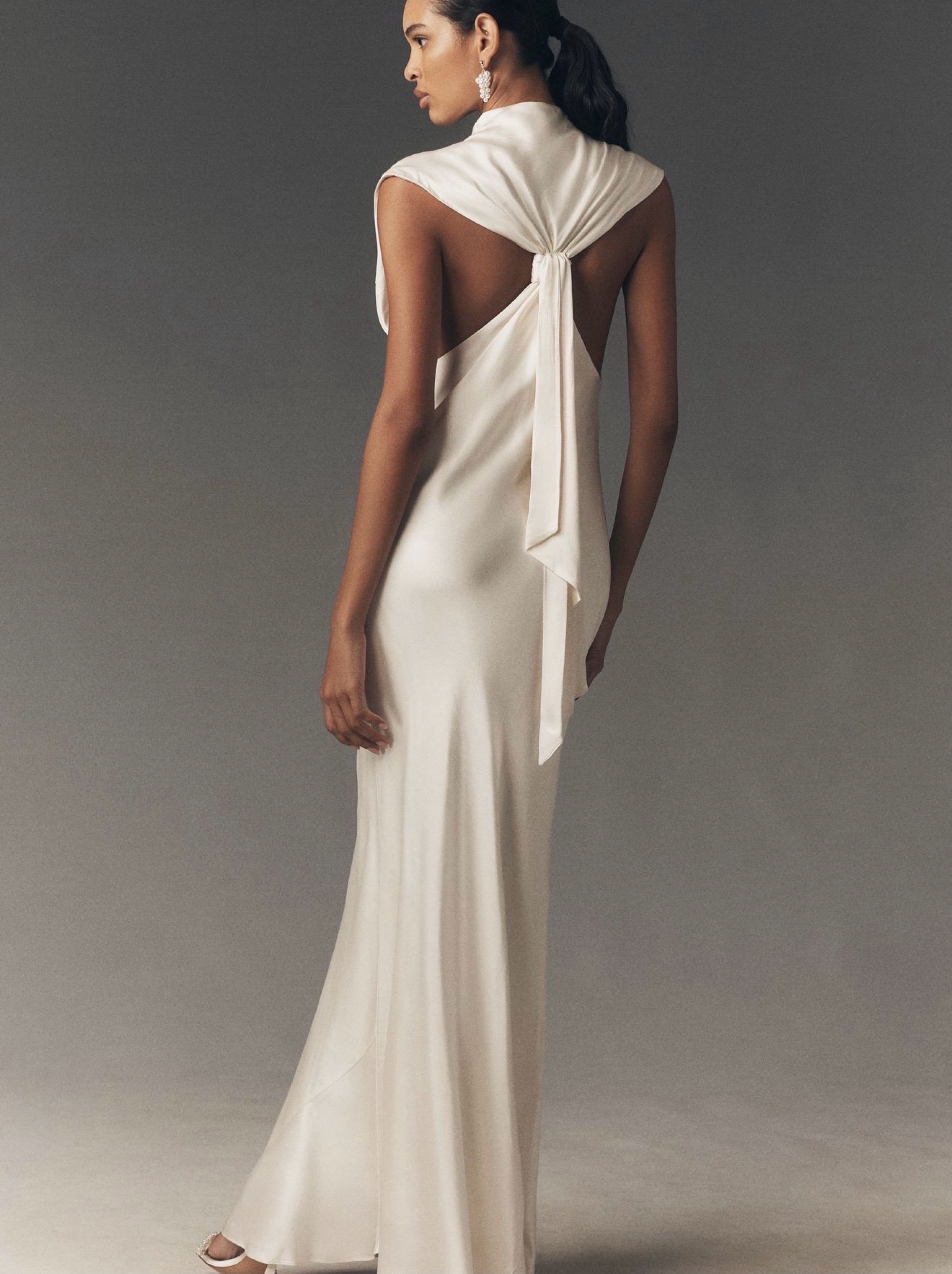 BHLDN Satin Column Knot Maxi Dress