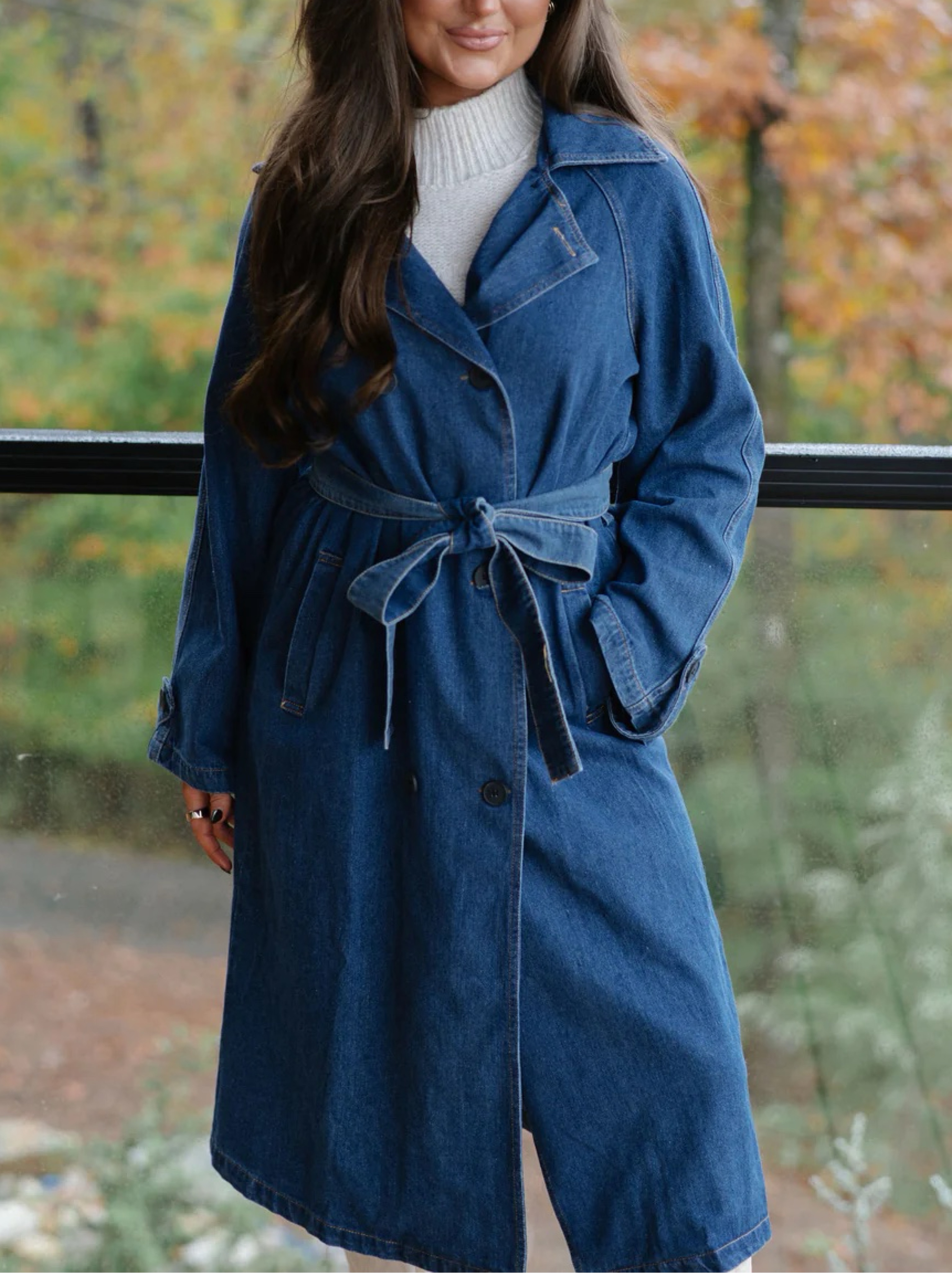 pinue デニム　トレンチ Blue Denim Trench Coat by These Three Boutique - Pickle