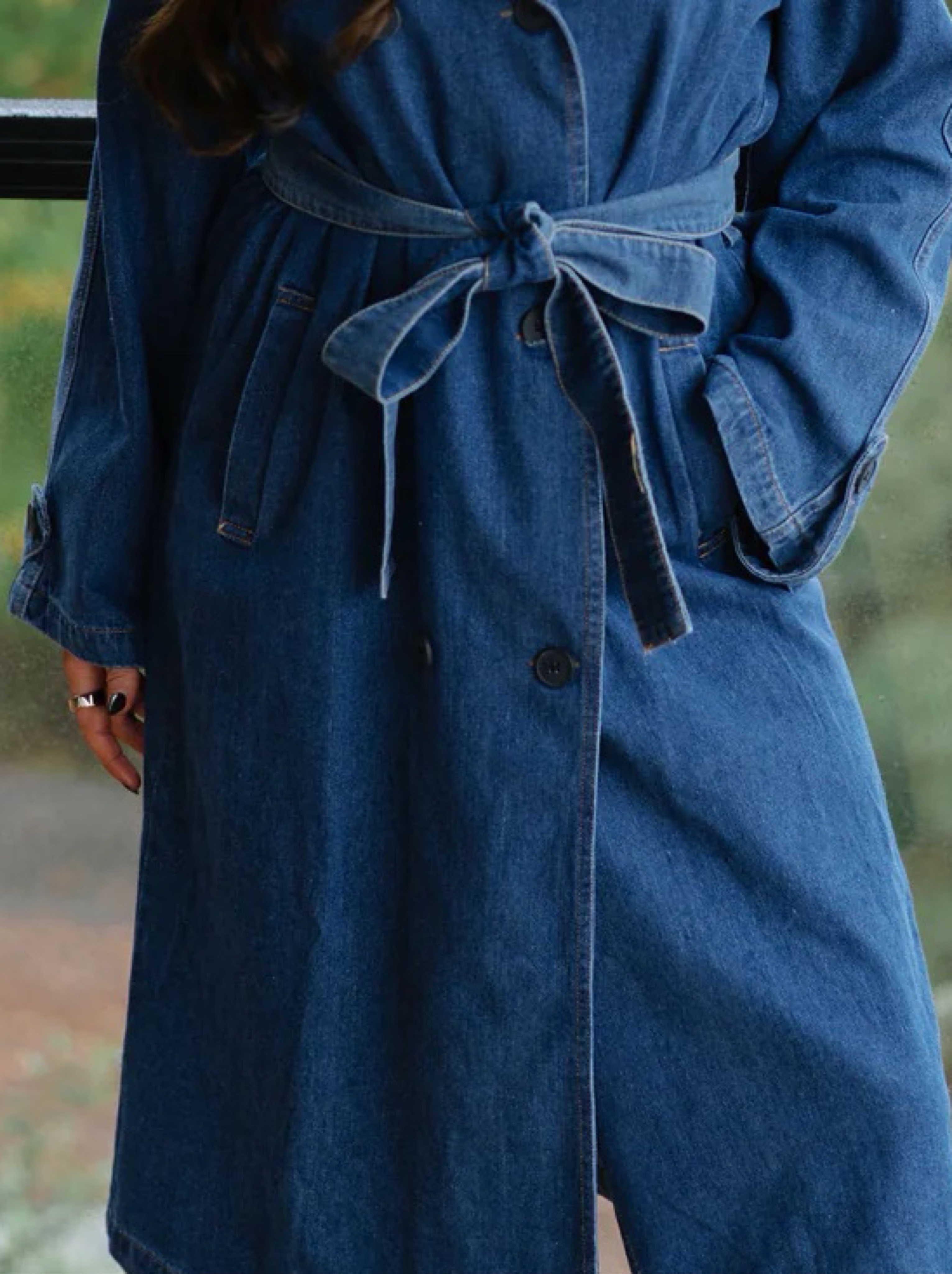 pinue デニム　トレンチ Blue Denim Trench Coat by These Three Boutique - Pickle