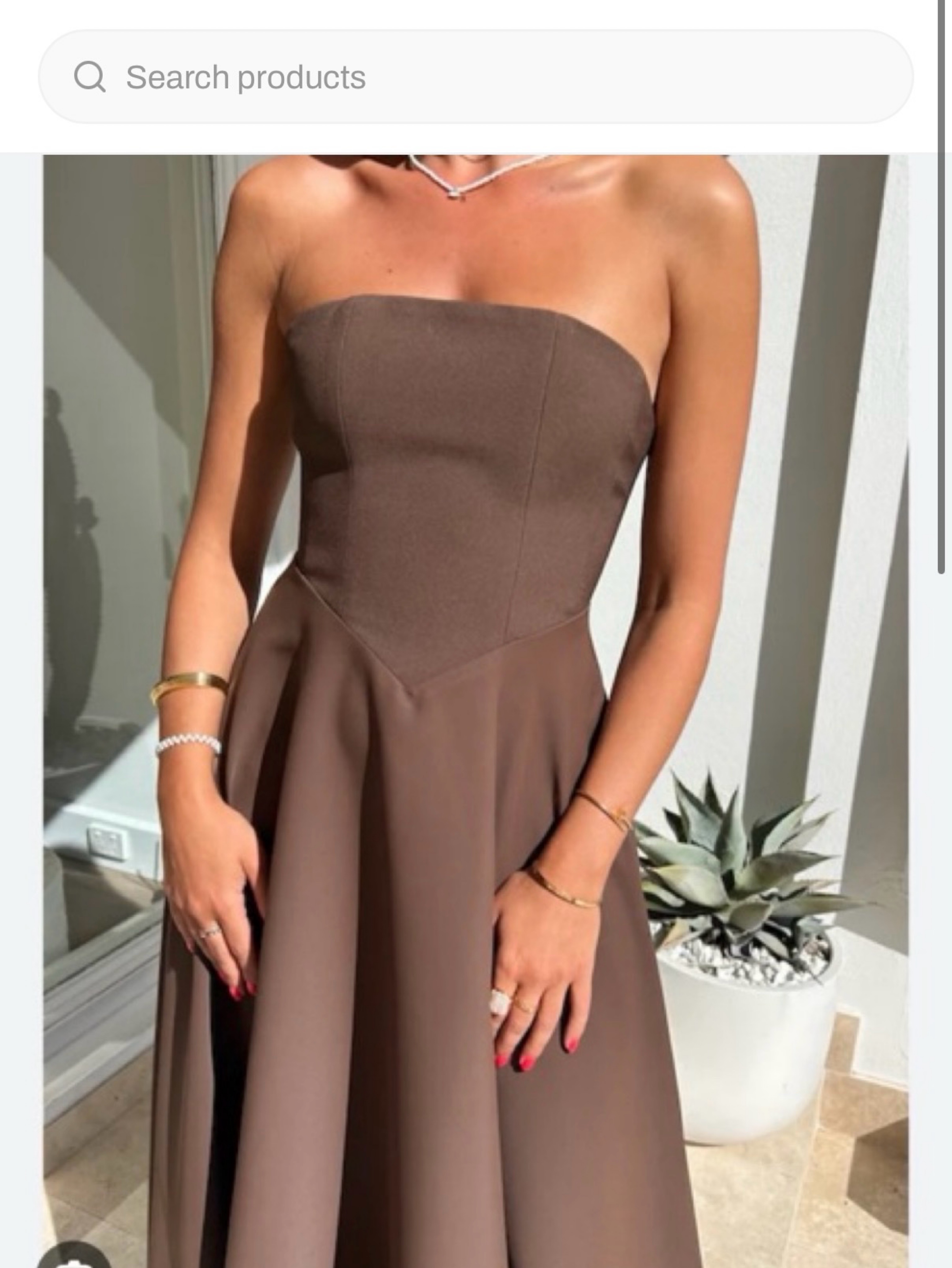 ODD MUSE Brown Strapless Midi Dress