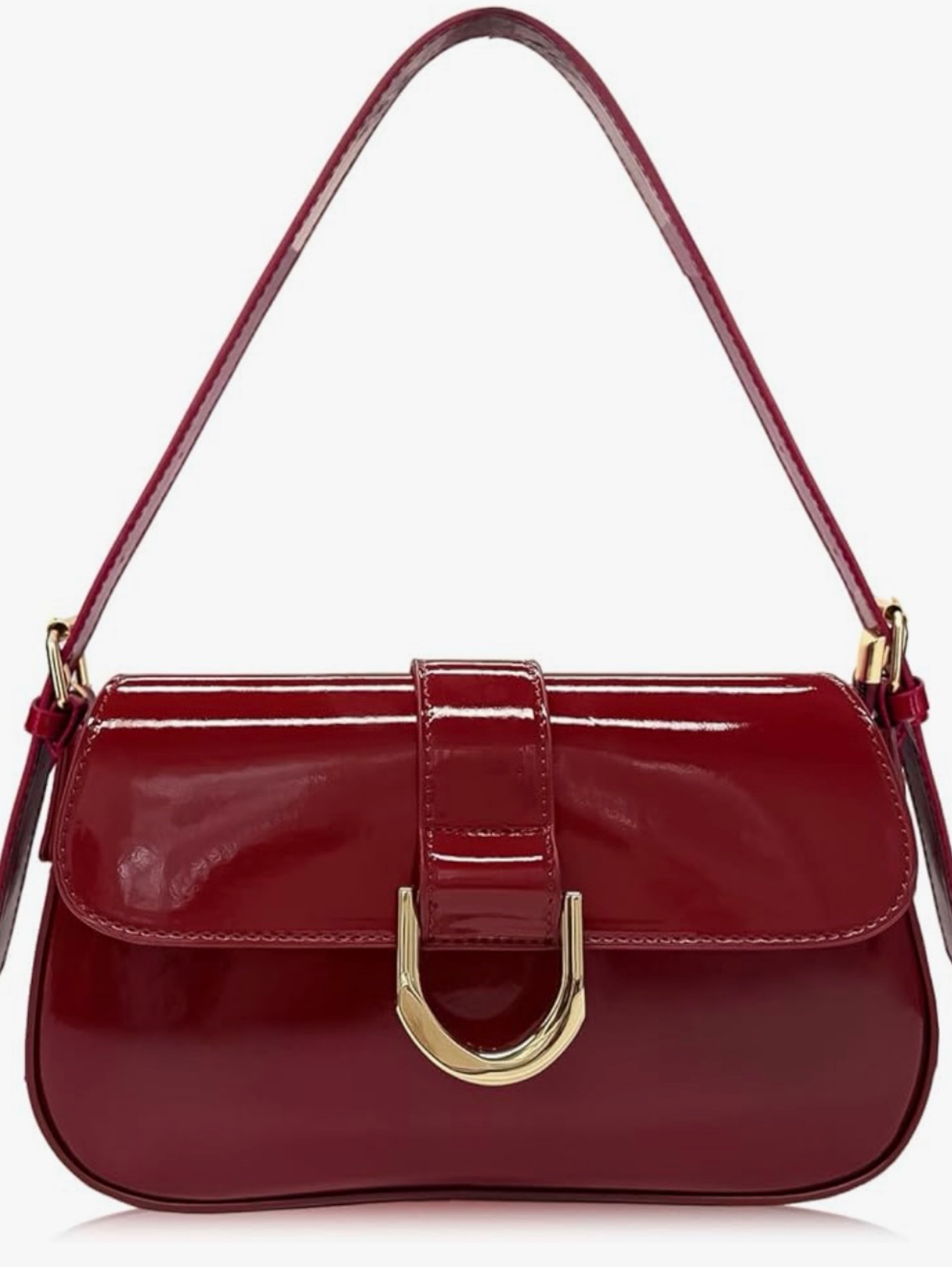 Burgundy Patent Leather Shoulder Bag