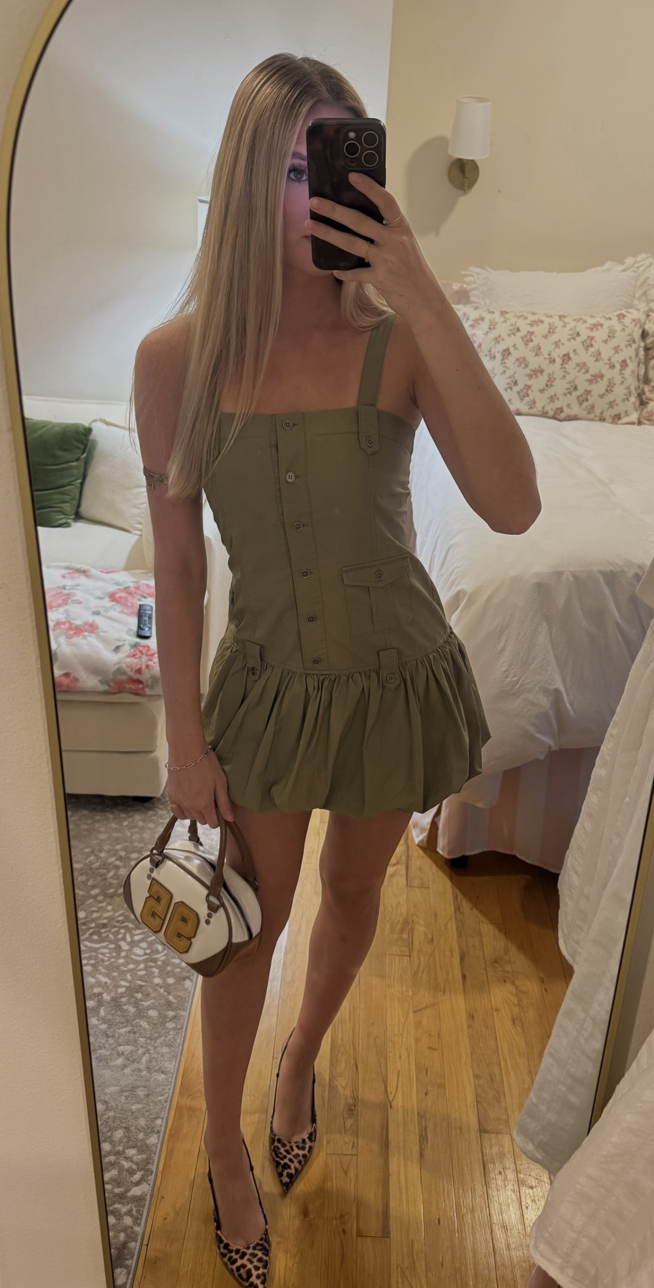 Vintage army green bubble hem dress by Vintage/unkown