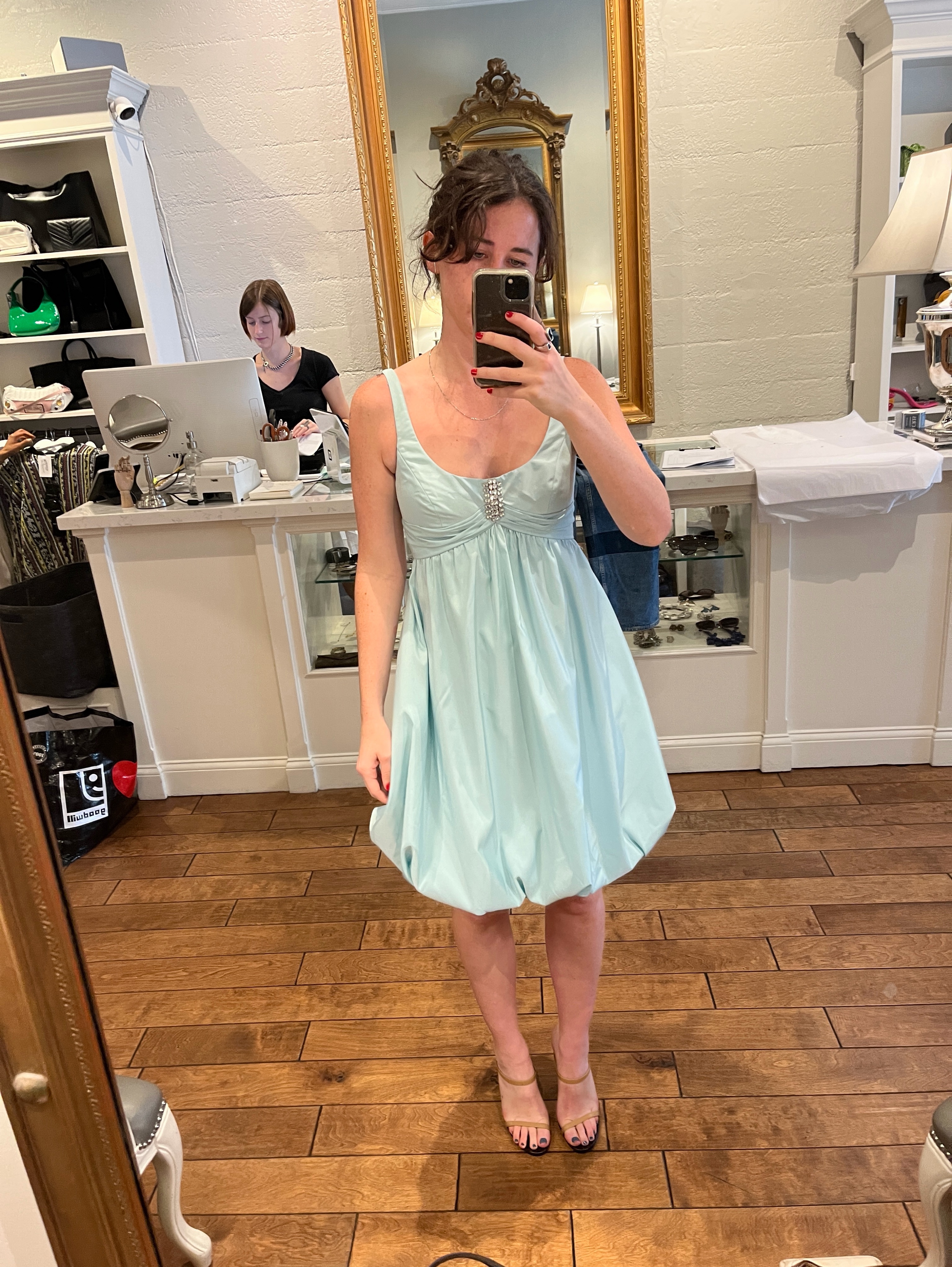 light blue empire waist dress A-Line Empire Waist Light Blue Long Bridesmaid Dress  FancyVestido